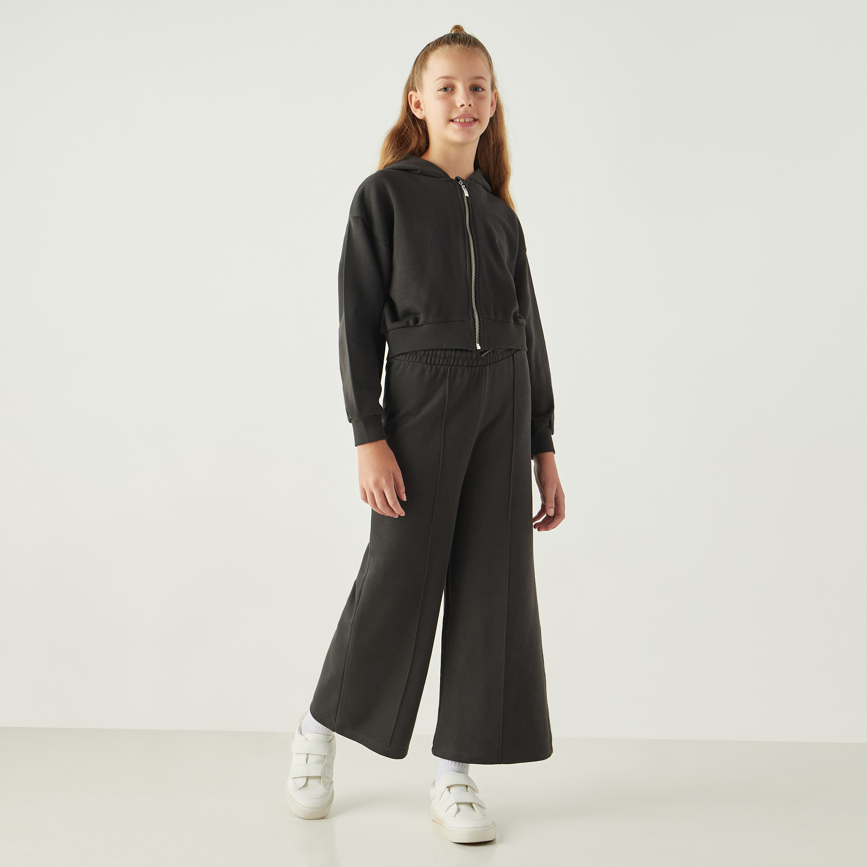 هودي سادة بأكمام طويلة وسحّاب إغلاق من جونيورز-girls-clothing-sweatshirts-image-2