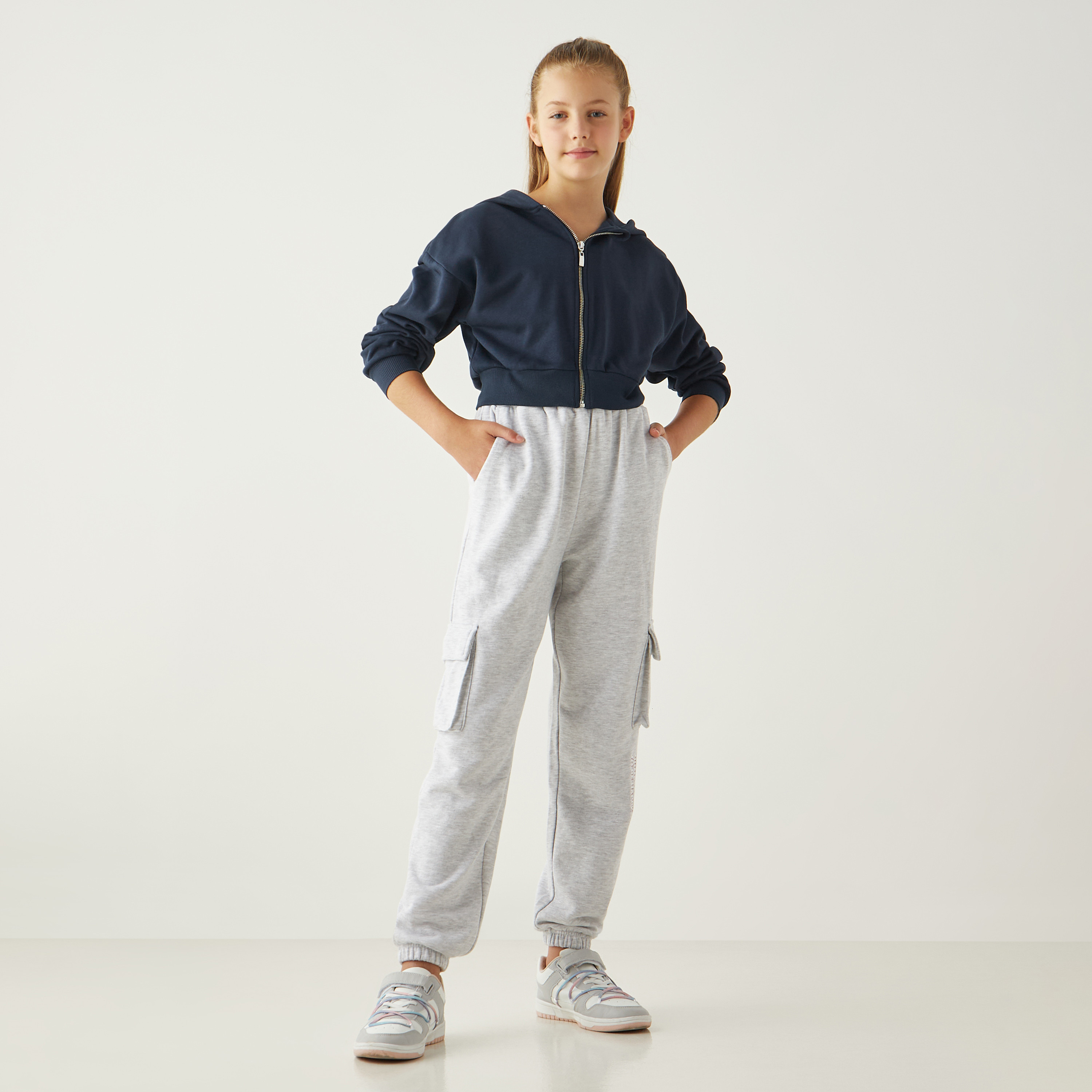 هودي سادة بأكمام طويلة وسحّاب إغلاق من جونيورز-girls-clothing-sweatshirts-image-2