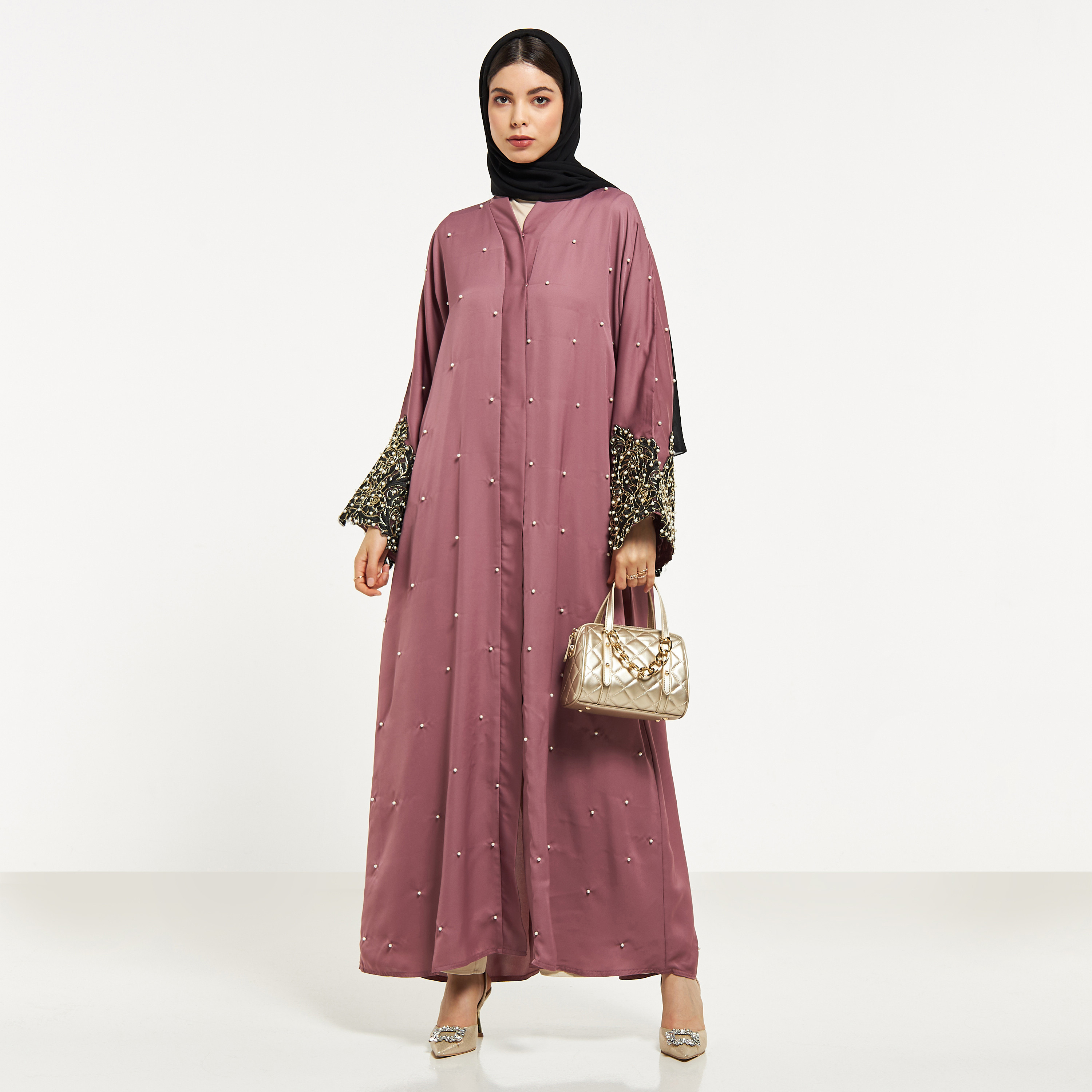 عباية دانتيل بارزة الملمس مع حجاب من نُخبة-women-arabicclothing-abayas-image-4