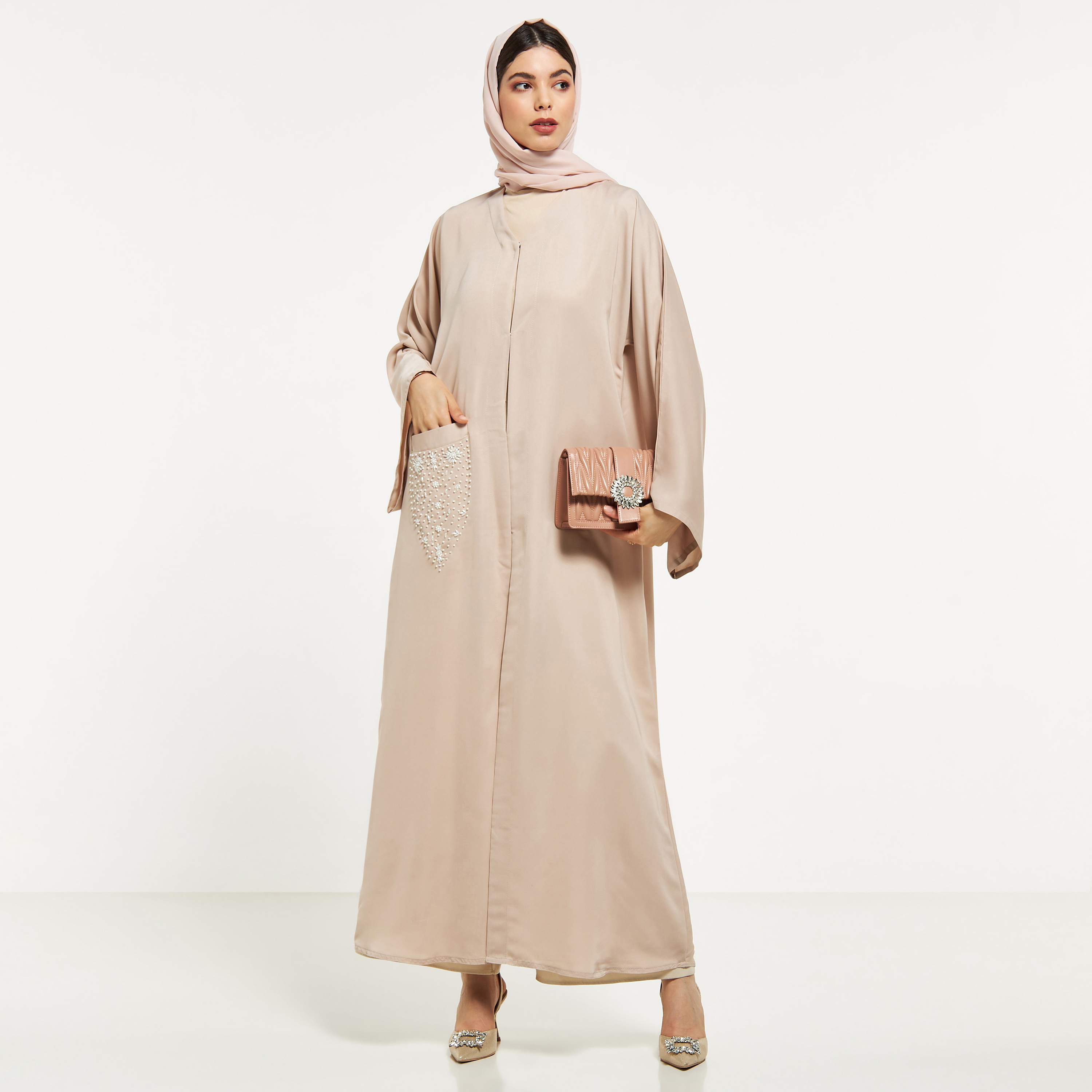 عباية مزيّنة باللؤلؤ بحزام ربط وحجاب من نُخبة-women-arabicclothing-abayas-image-14