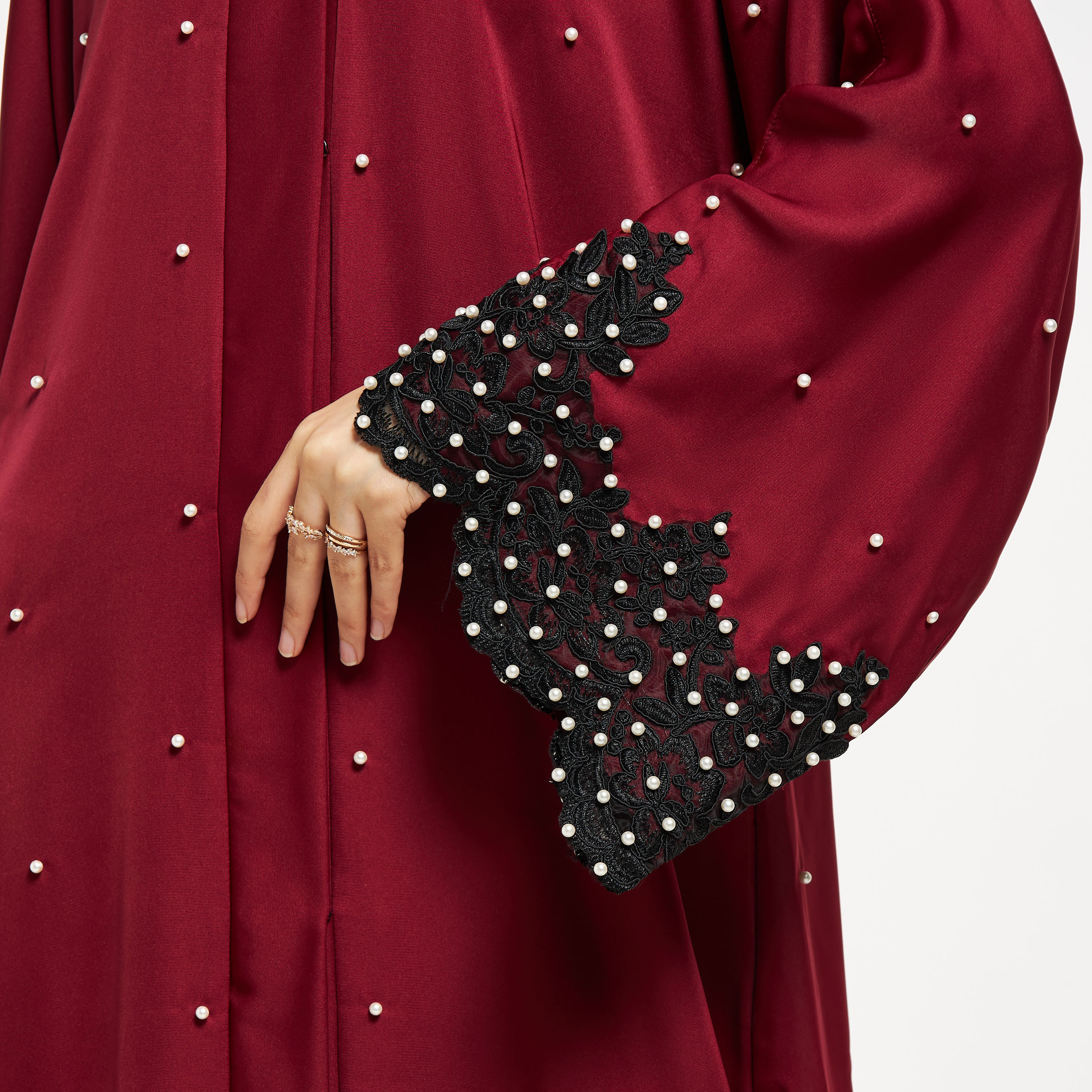 Nukhbaa Pearl Embellished Abaya with Hijab-women-arabicclothing-abayas-image-3