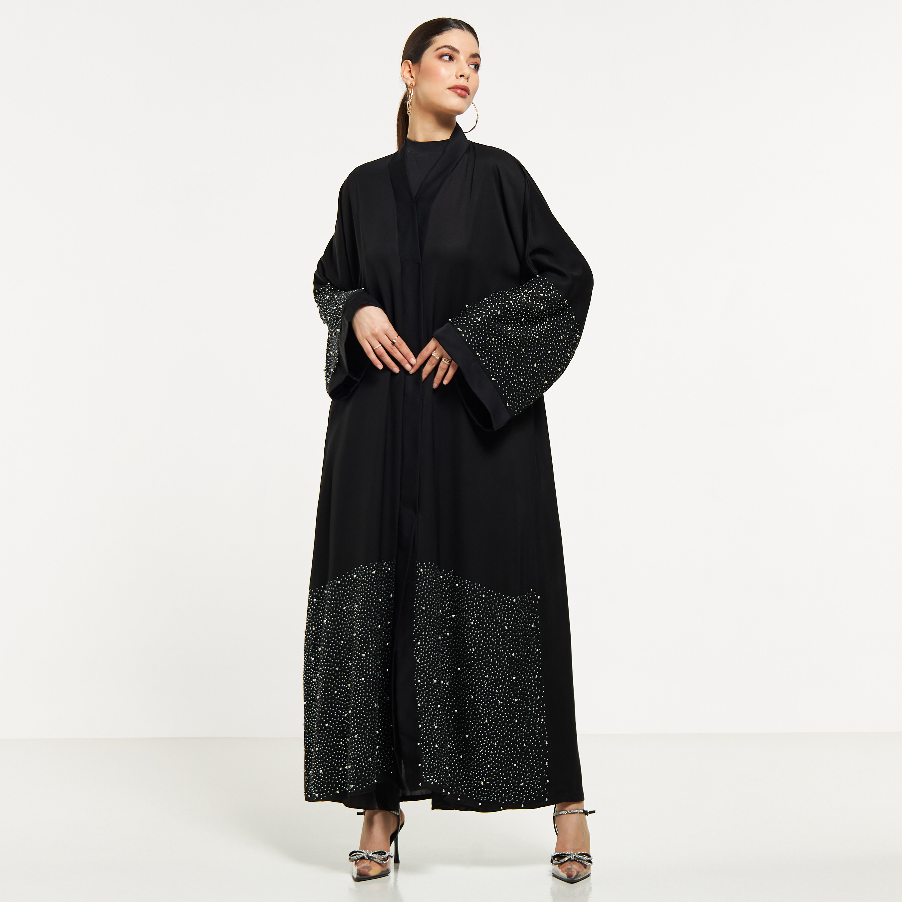 Nukhbaa Embellished Abaya with Hijab-women-arabicclothing-abayas-image-1