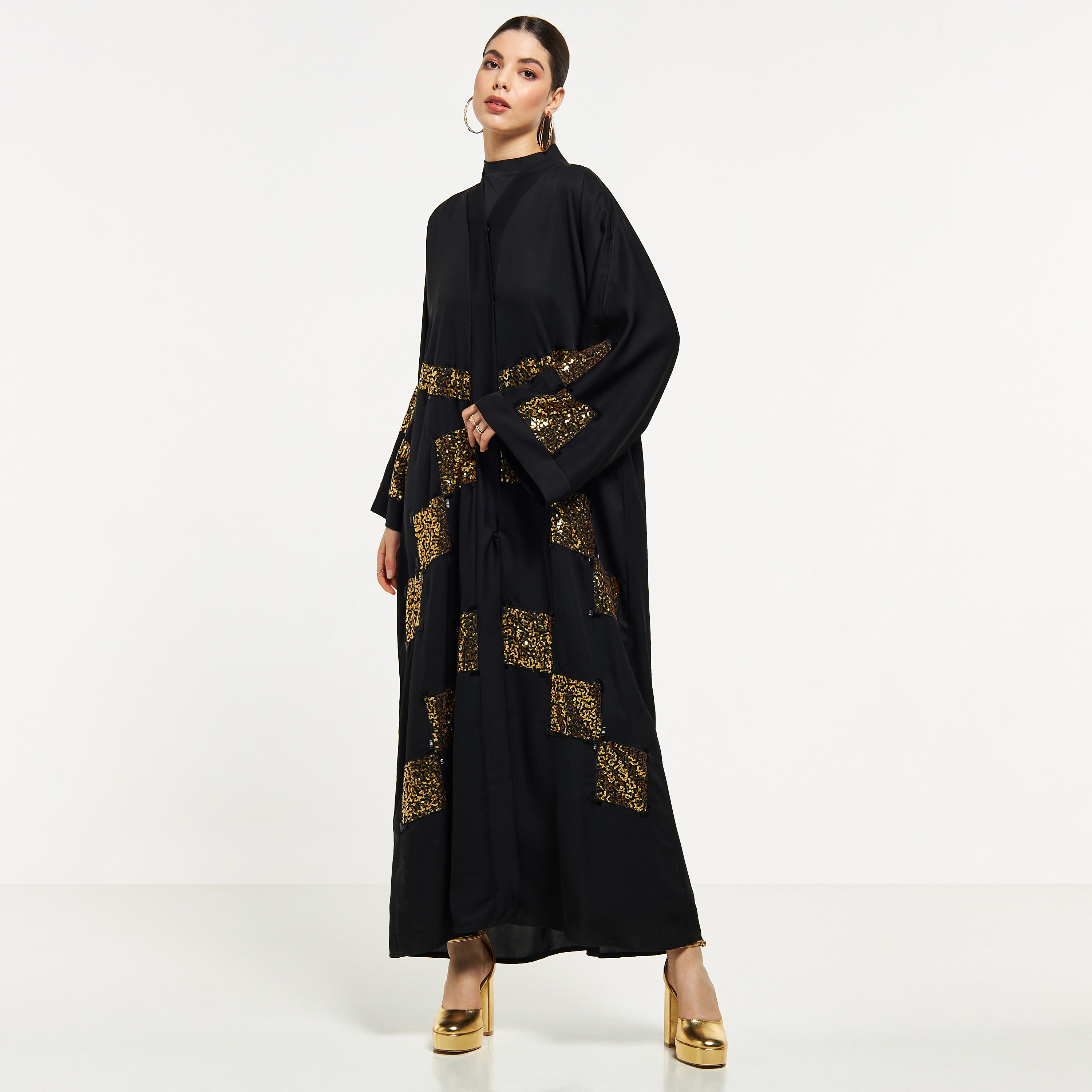 Nukhbaa Embellished Abaya with Hijab-women-arabicclothing-abayas-image-1