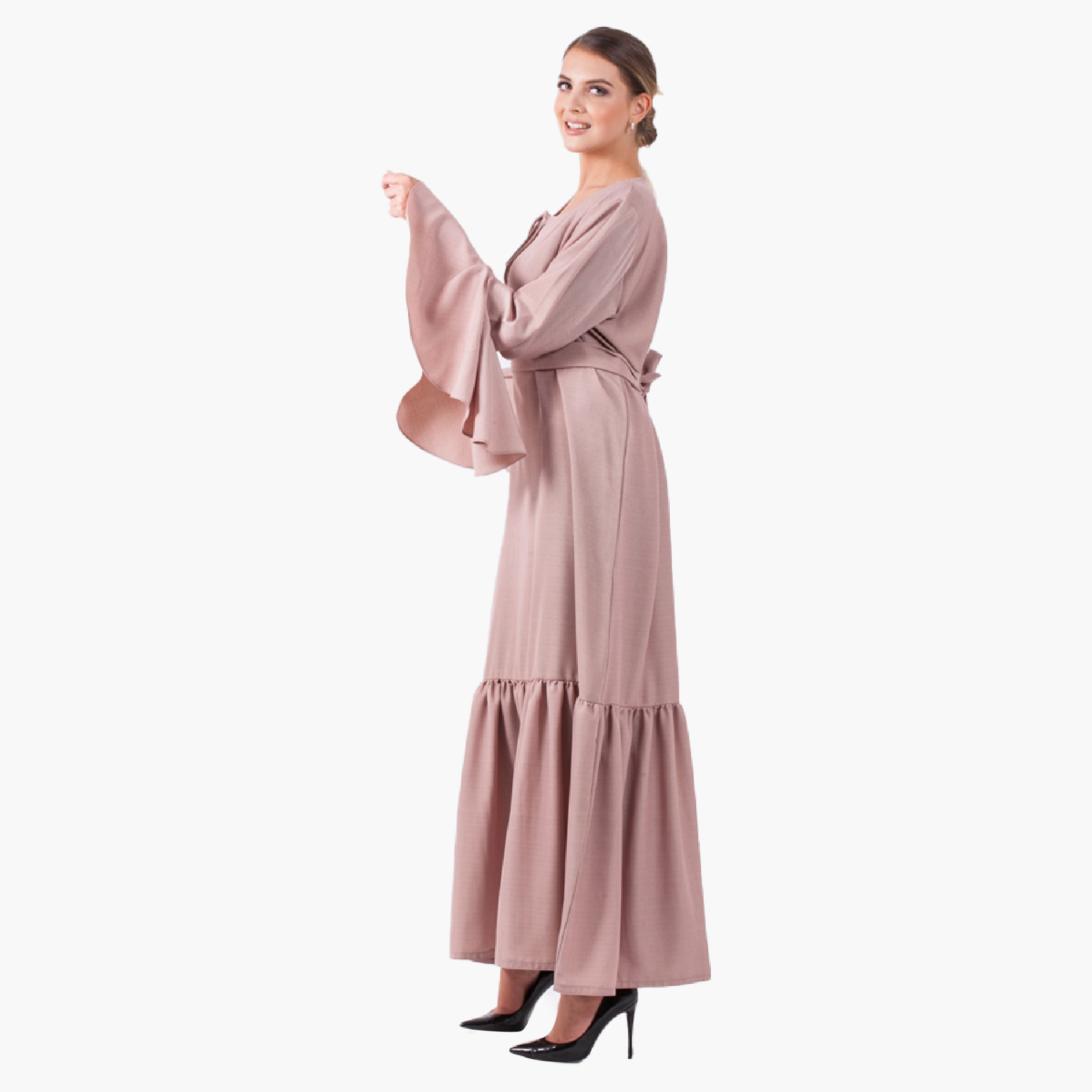 Nukhbaa Women Solid Pink Abaya-women-arabicclothing-abayas-image-2