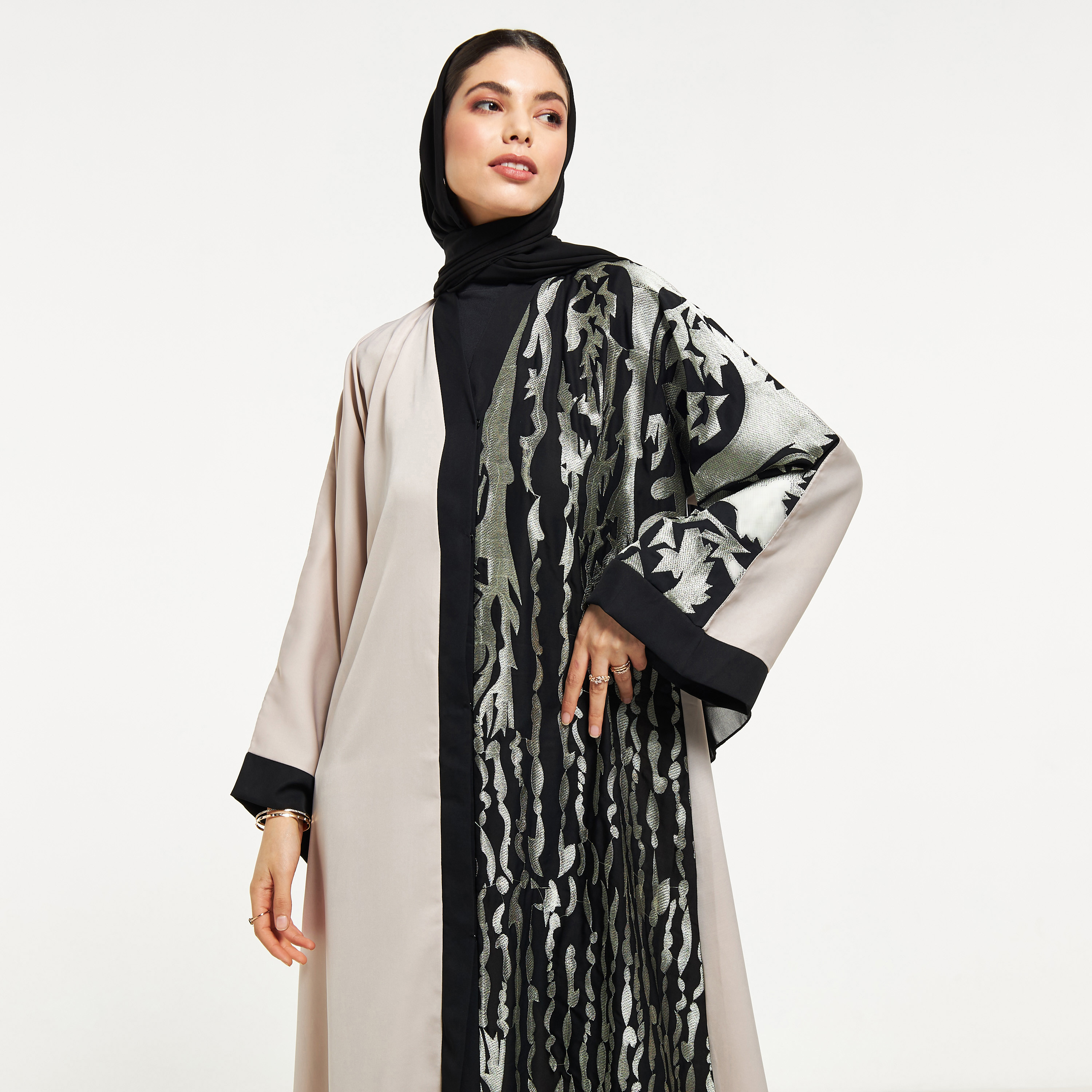 Nukhbaa Embroidered Abaya with Hijab-women-arabicclothing-abayas-image-2