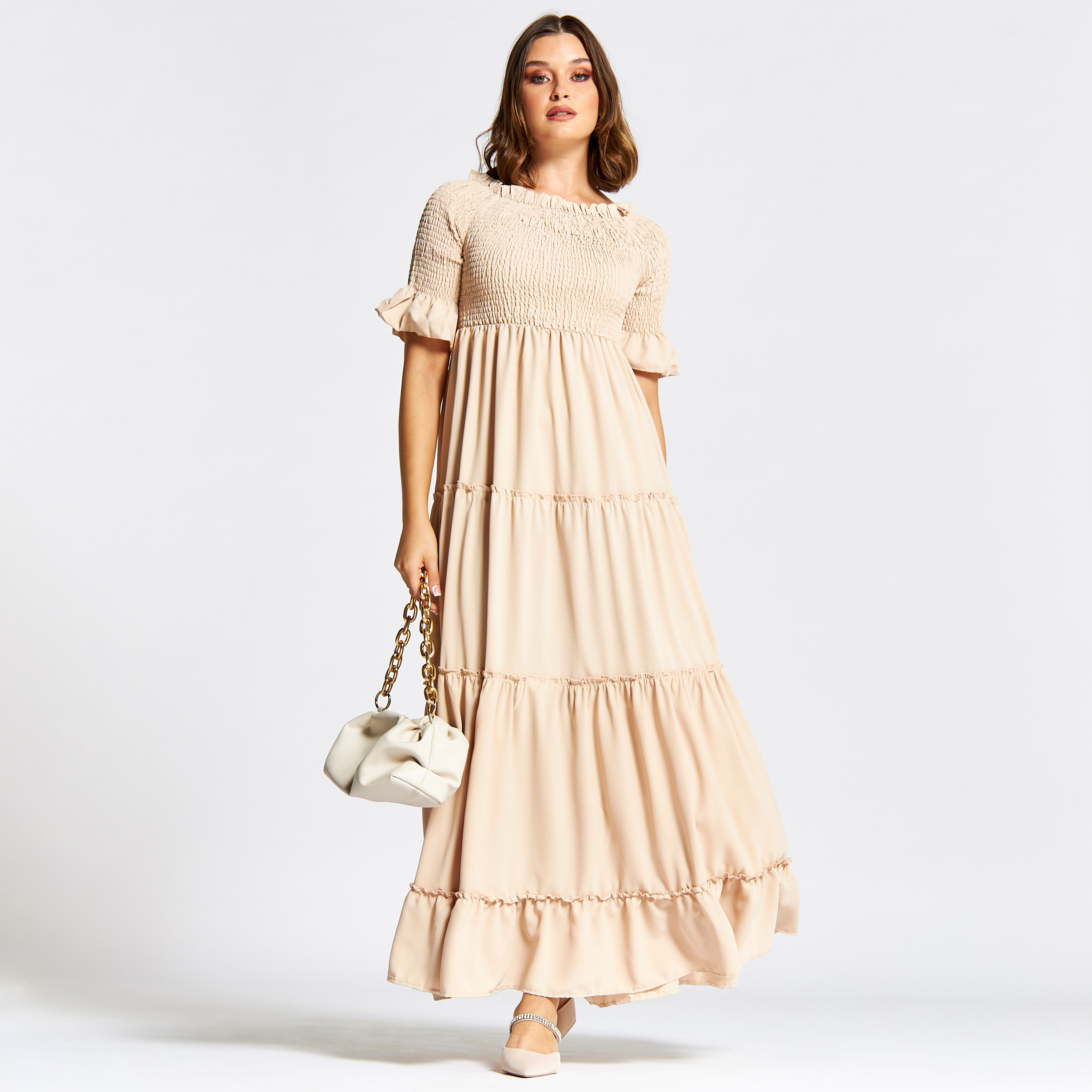 جلابية سادة متعددة الطبقات بتفاصيل كشكش من نُخبة-women-arabicclothing-jalabiyas-image-1