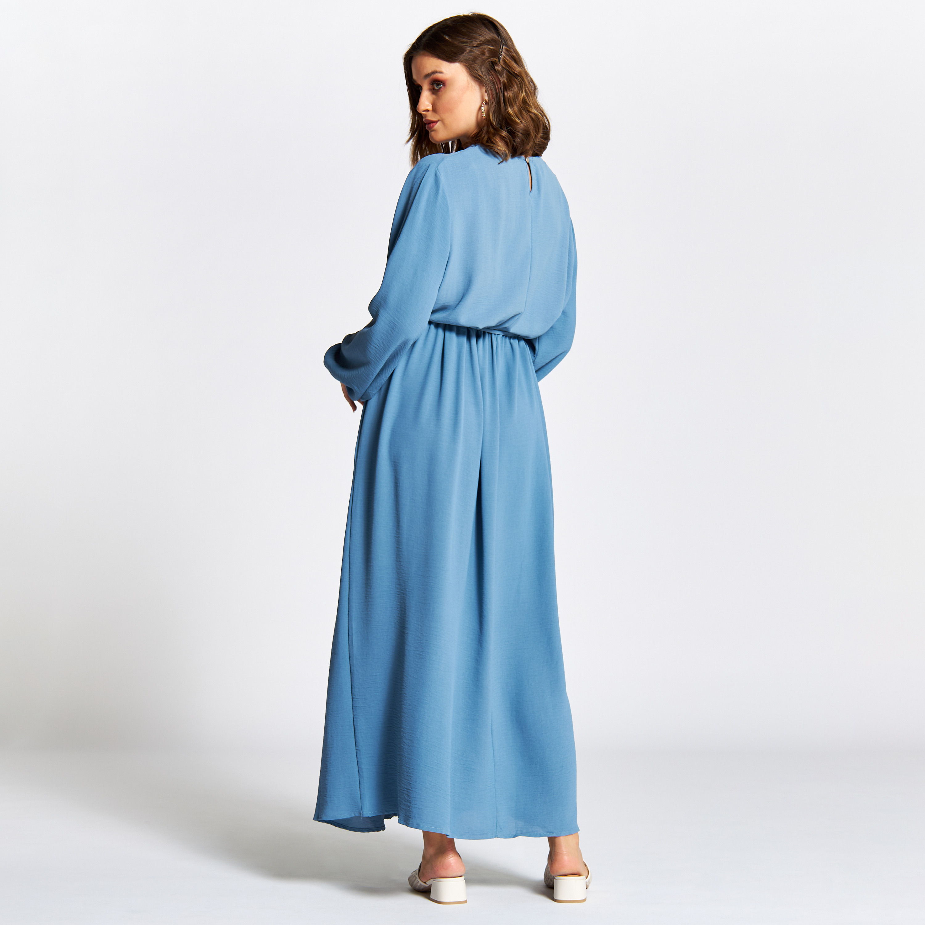 Nukhbaa Embroidered Jalabiya with Tie-Ups and Long Sleeves-women-arabicclothing-jalabiyas-image-4