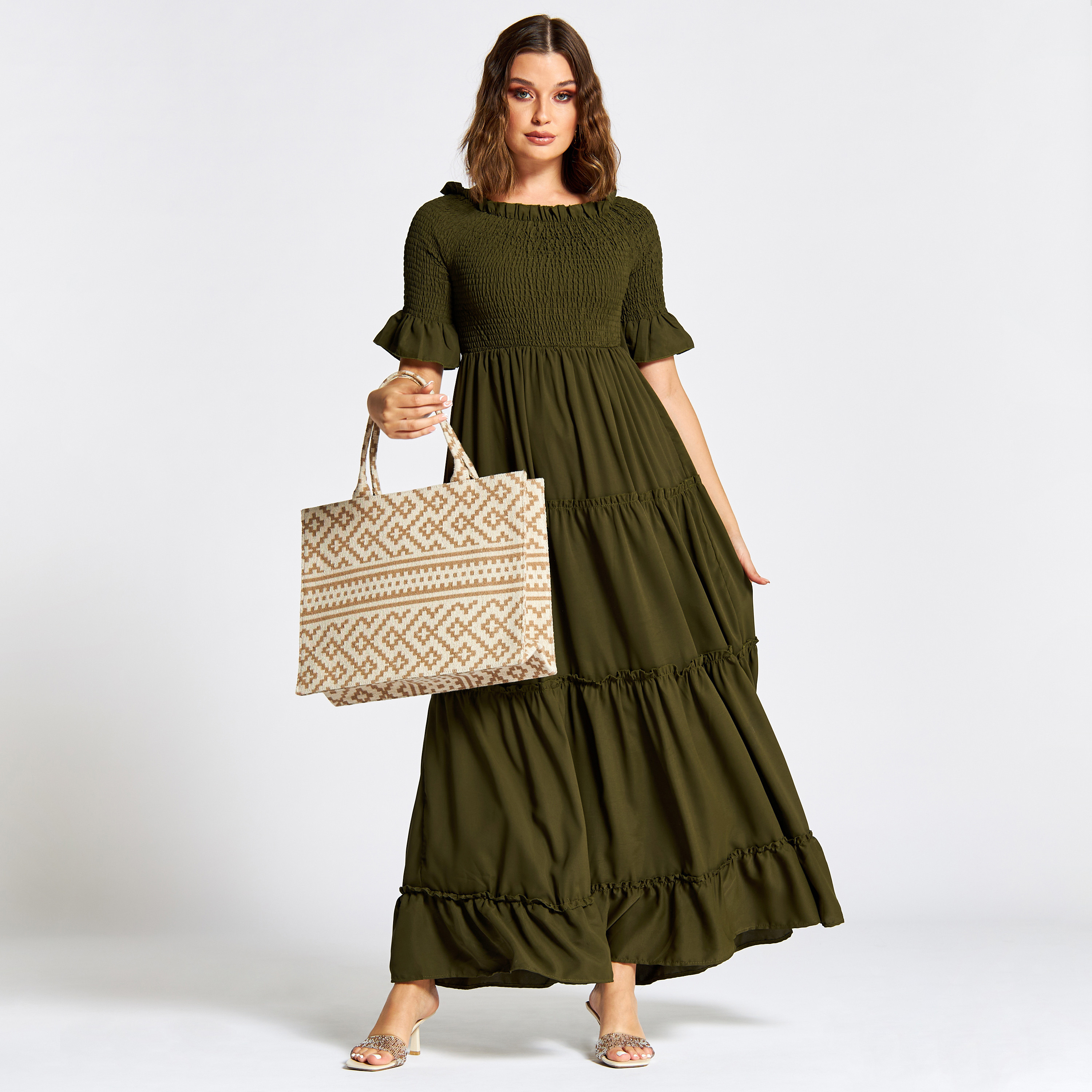جلابية سادة متعددة الطبقات بتفاصيل كشكش من نُخبة-women-arabicclothing-jalabiyas-image-1