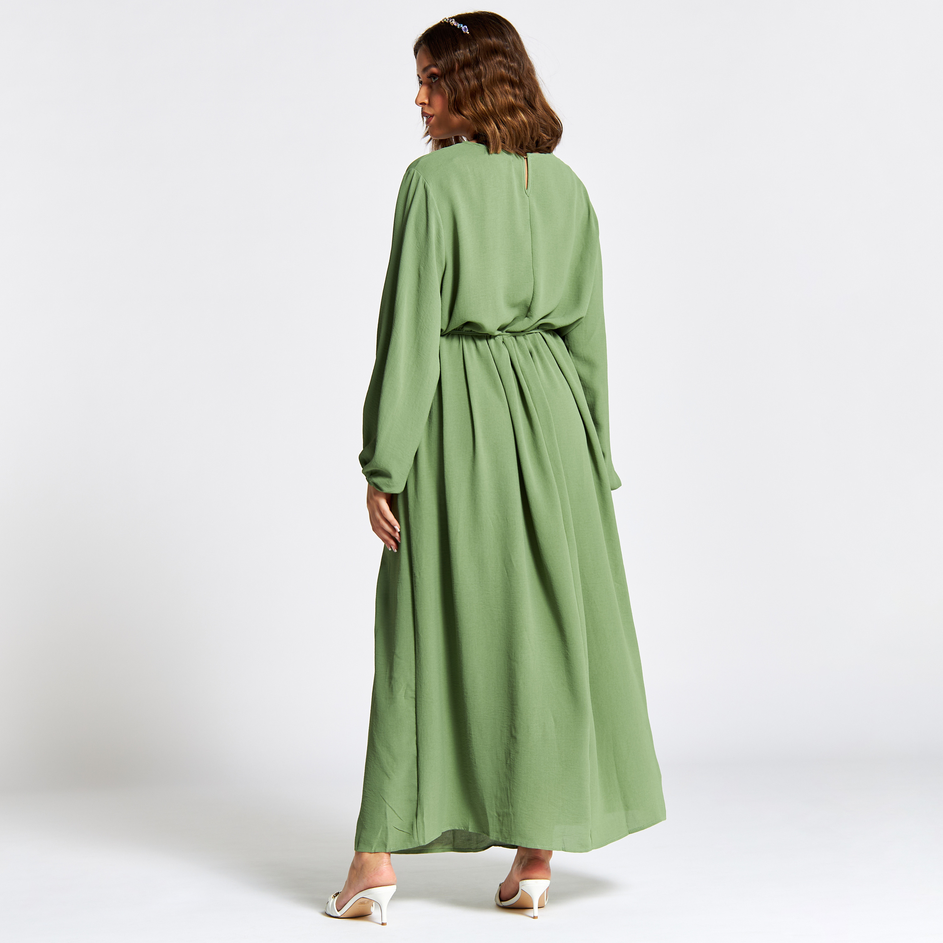Nukhbaa Embroidered Jalabiya with Tie-Ups and Long Sleeves-women-arabicclothing-jalabiyas-image-4