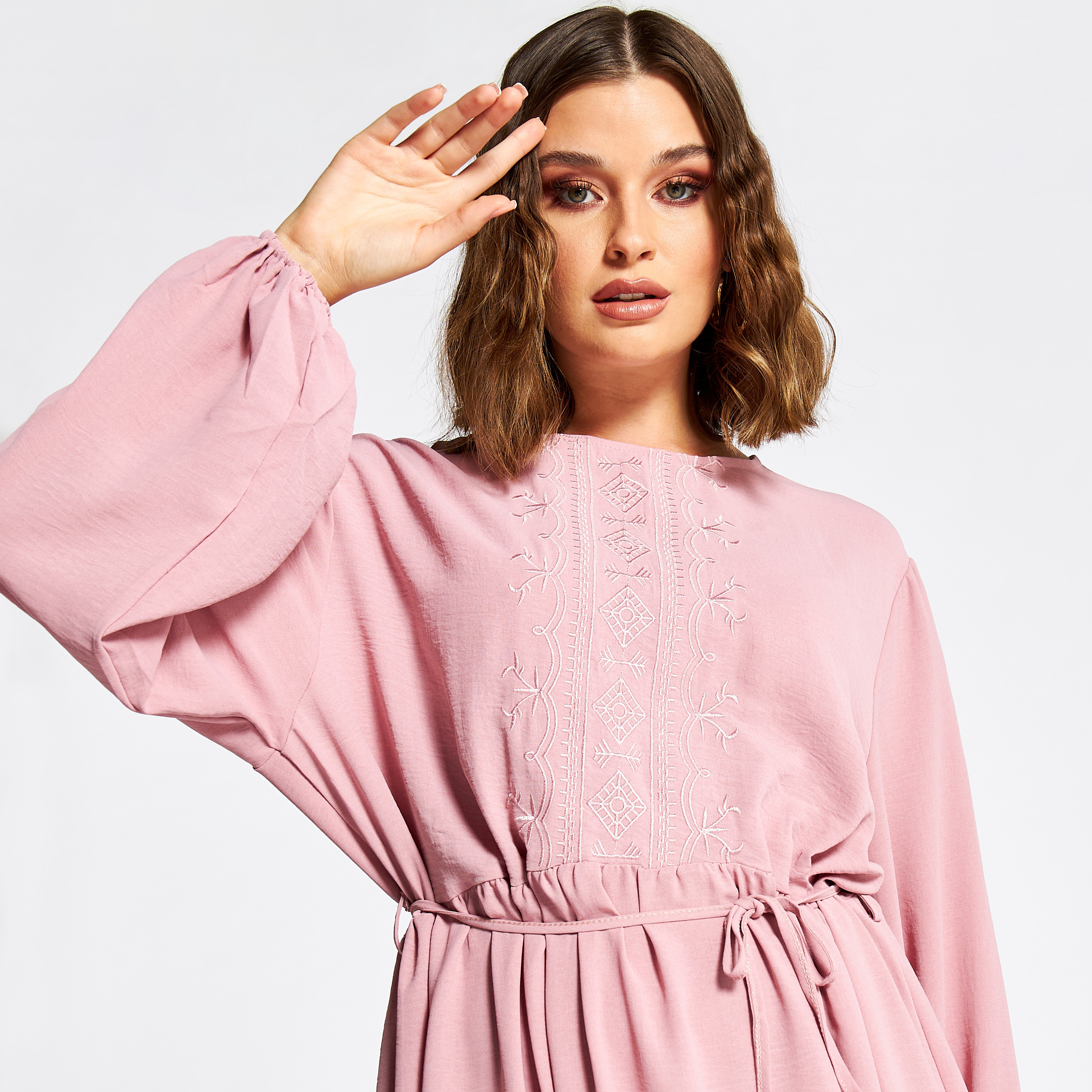 Nukhbaa Embroidered Jalabiya with Tie-Up Belt-women-arabicclothing-jalabiyas-image-3