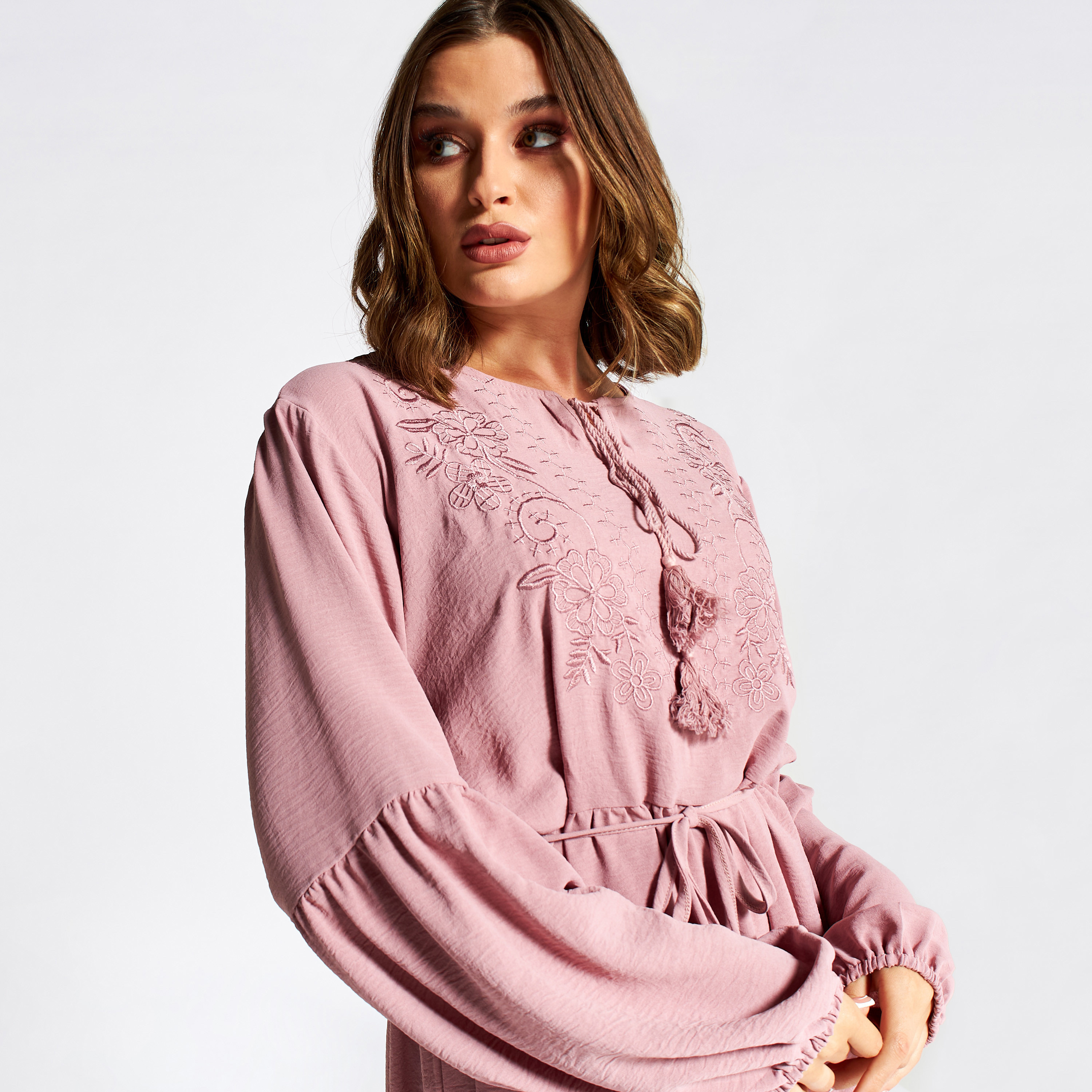 Nukhbaa Embroidered Jalabiya with Tie-Up Belt-women-arabicclothing-jalabiyas-image-3