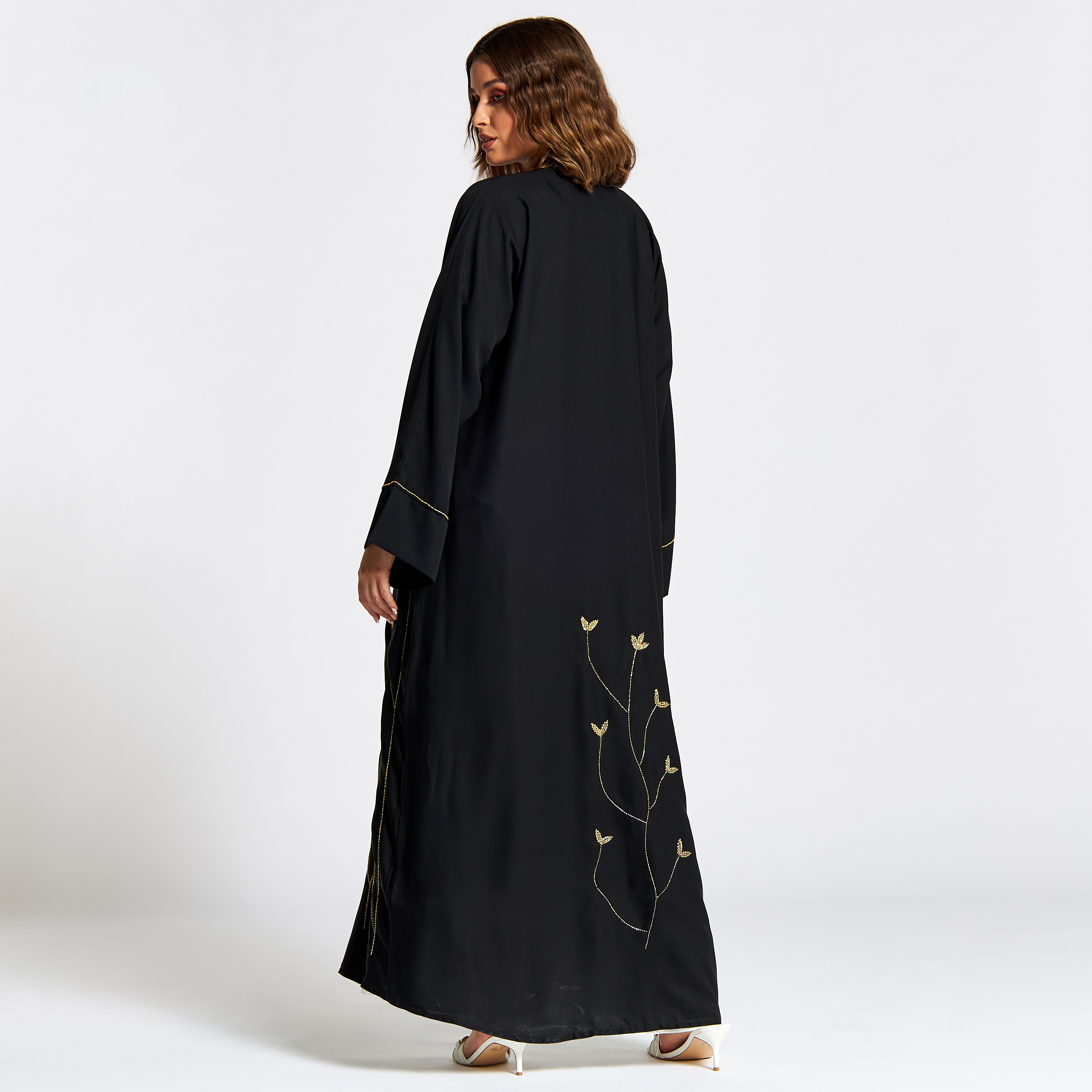 Nukhbaa Embroidered Jalabiya with V-neck and Hijab-women-arabicclothing-jalabiyas-image-5