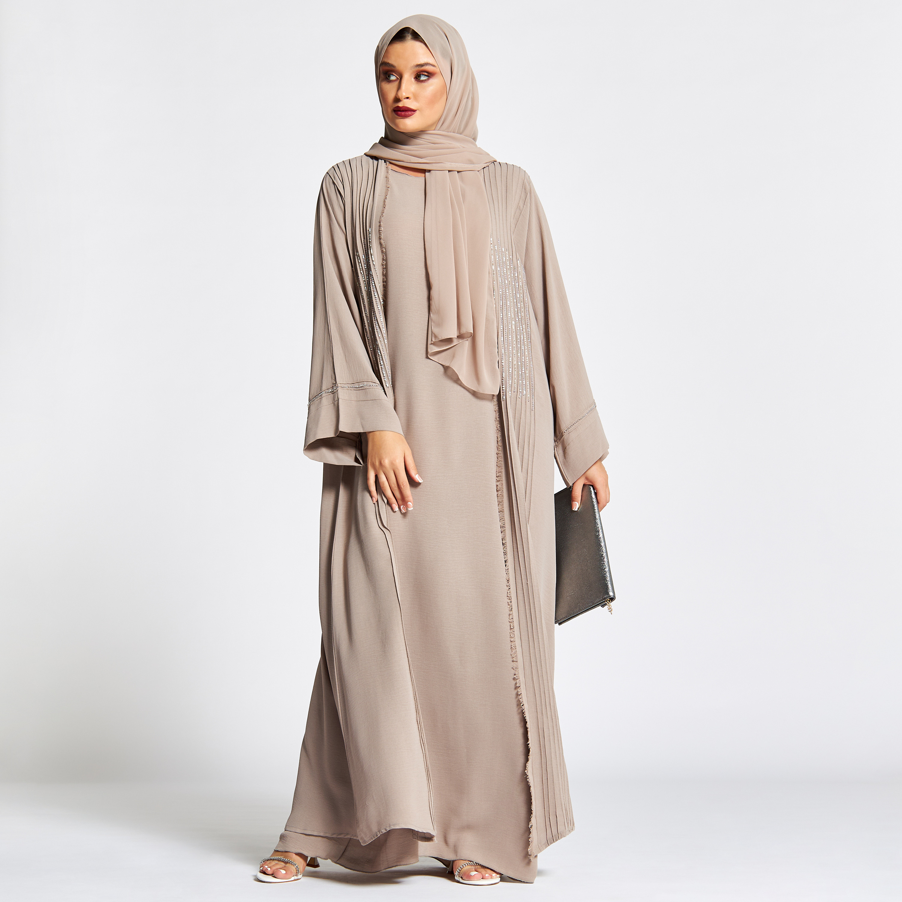 Nukhbaa 2-Piece Sequin Embellished Open Front Jalabiya Set-women-arabicclothing-jalabiyas-image-1