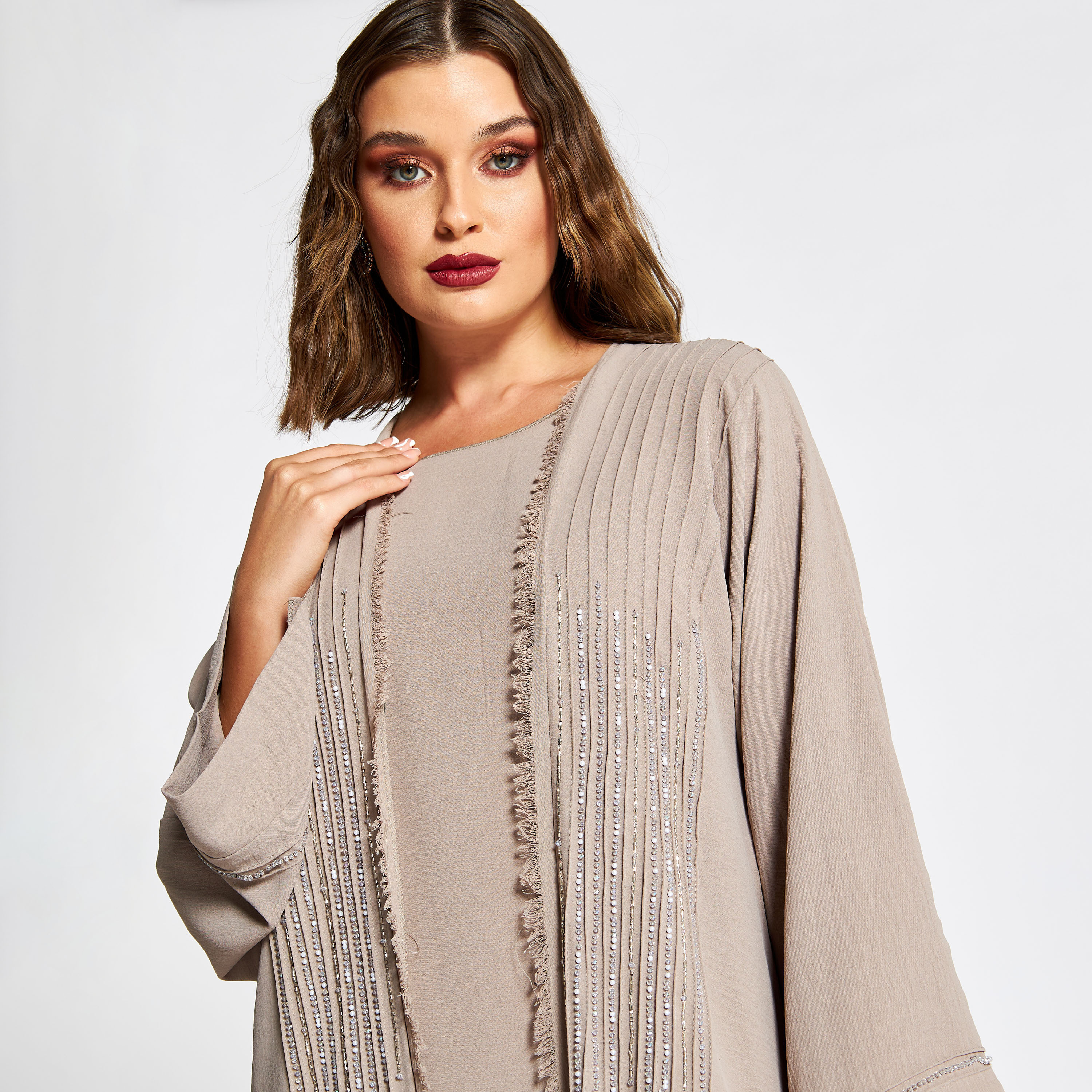 Nukhbaa 2-Piece Sequin Embellished Open Front Jalabiya Set-women-arabicclothing-jalabiyas-image-3