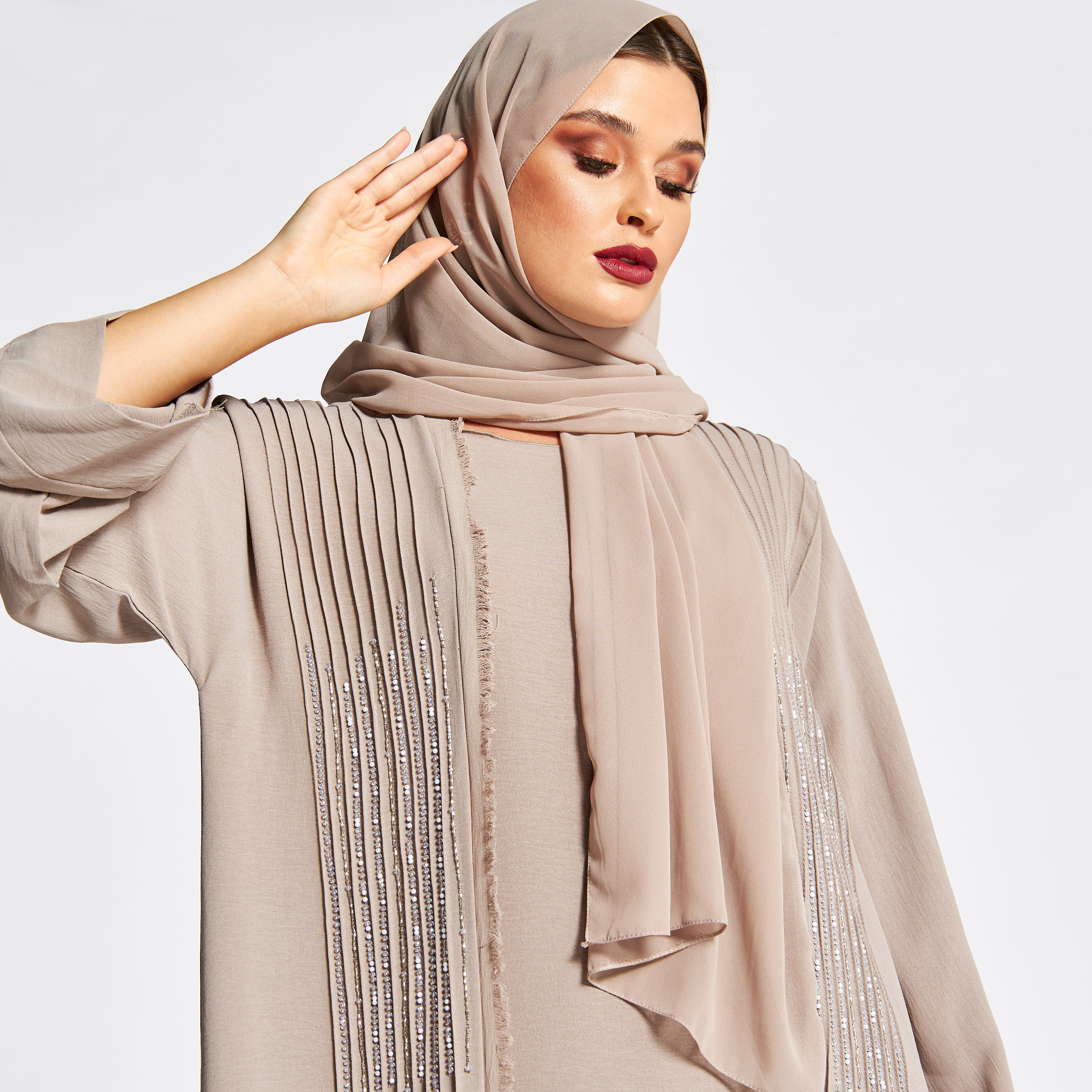 Nukhbaa 2-Piece Sequin Embellished Open Front Jalabiya Set-women-arabicclothing-jalabiyas-image-4