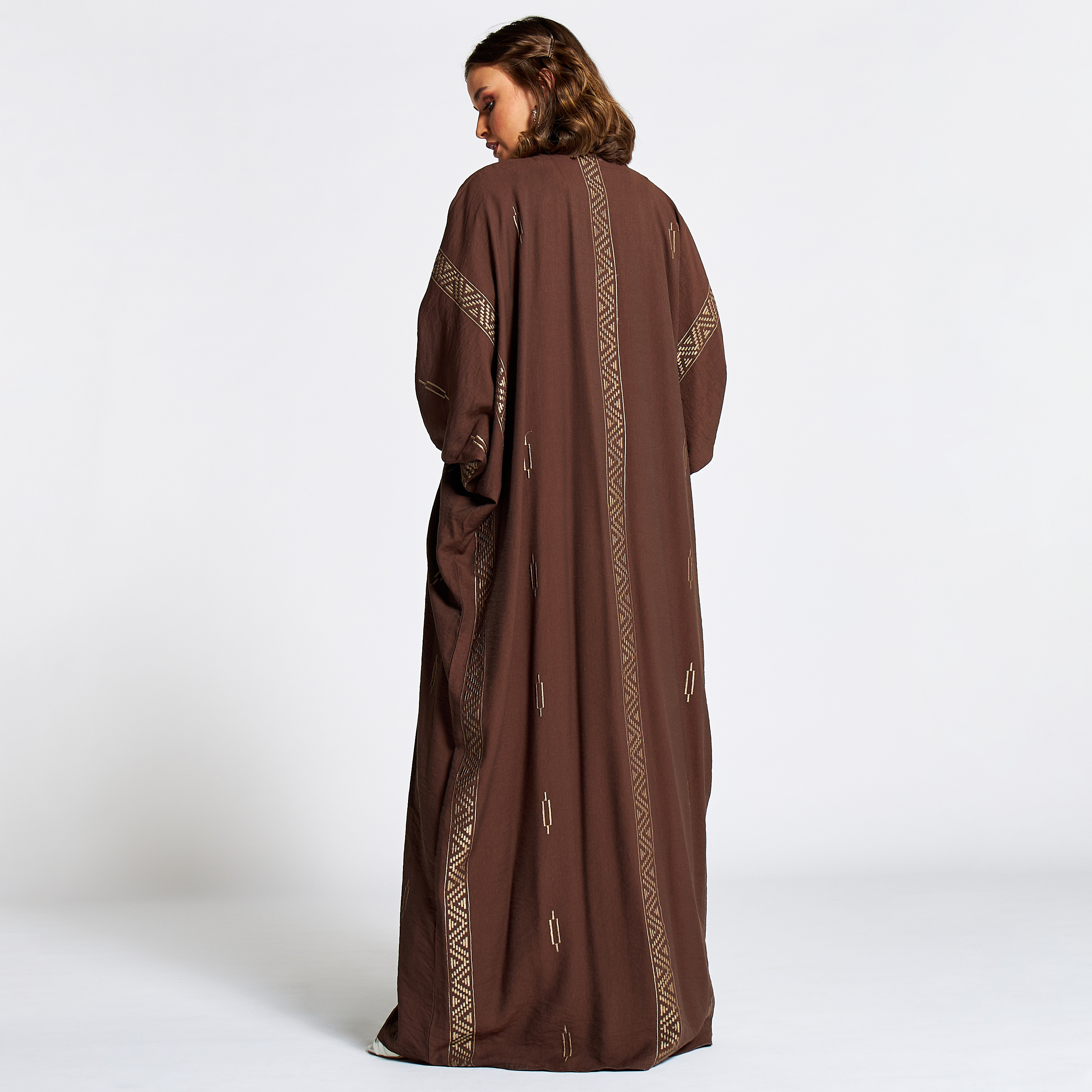 Nukhbaa Embroidered Jalabiya with V-neck and Hijab-women-arabicclothing-jalabiyas-image-5