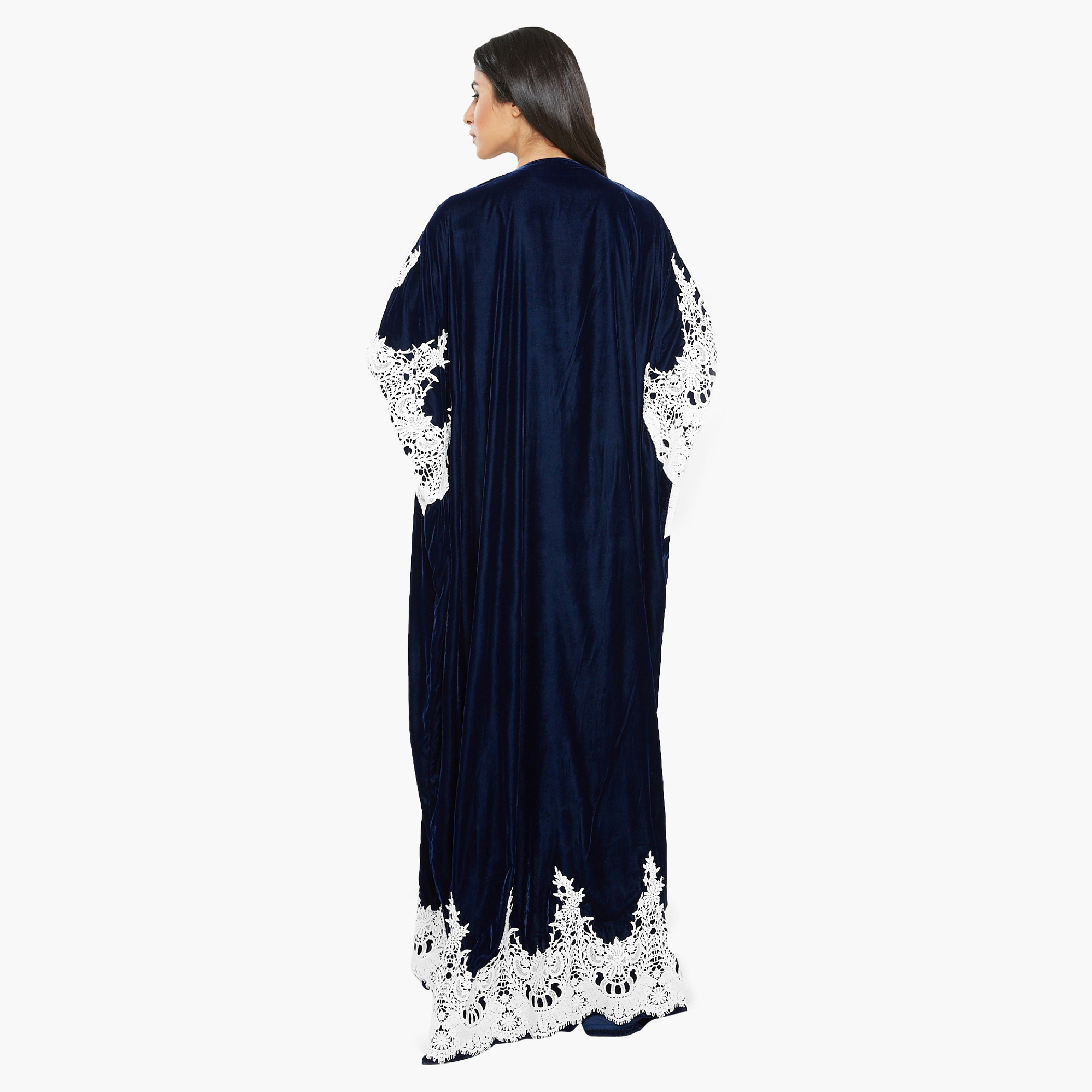 Nukhbaa Women Lace Blue Abaya-women-arabicclothing-abayas-image-2
