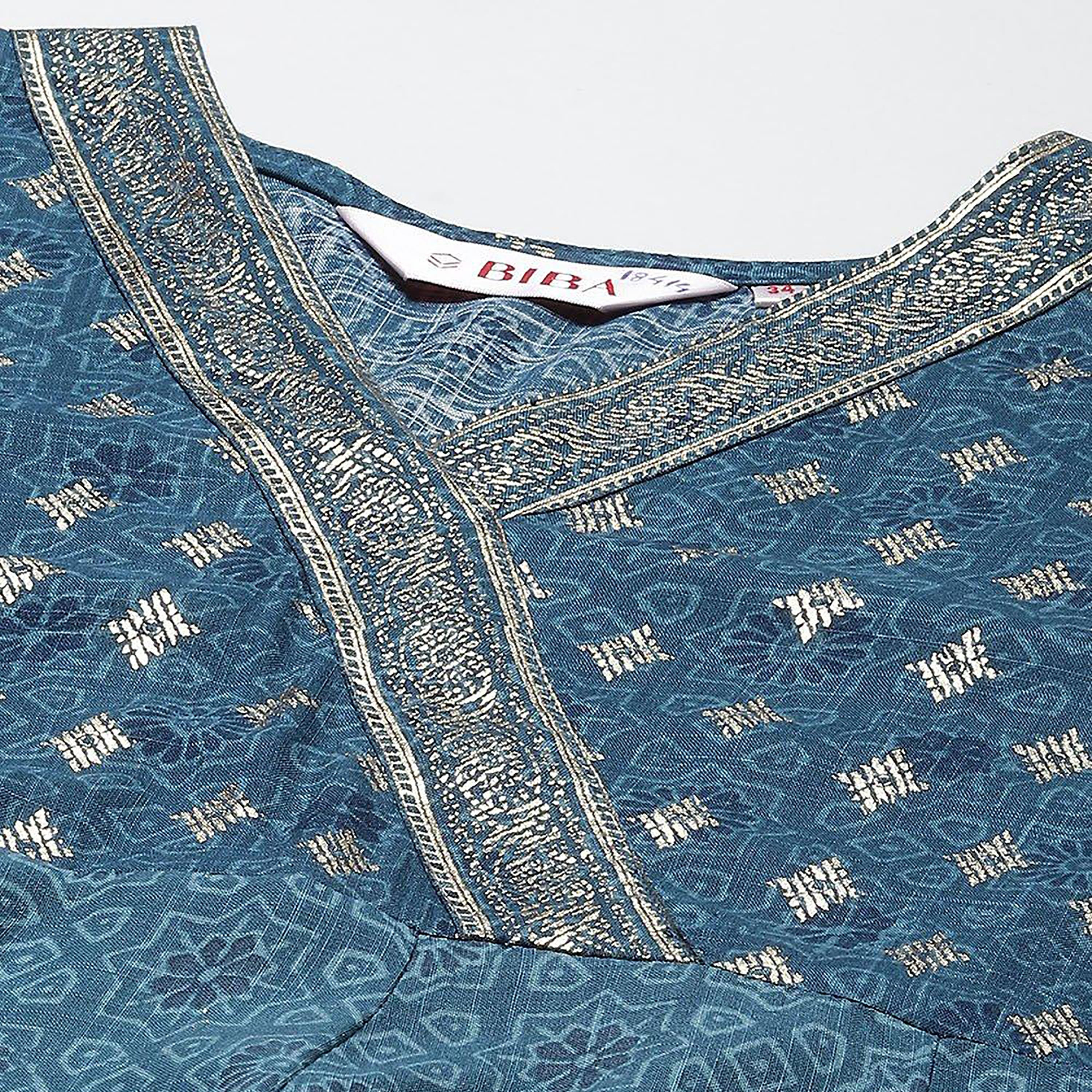 كورتا مستقيمة برقبة على شكل وى مع مطبوعة من بيبا-women-clothing-ethnicwear-dresses-image-3