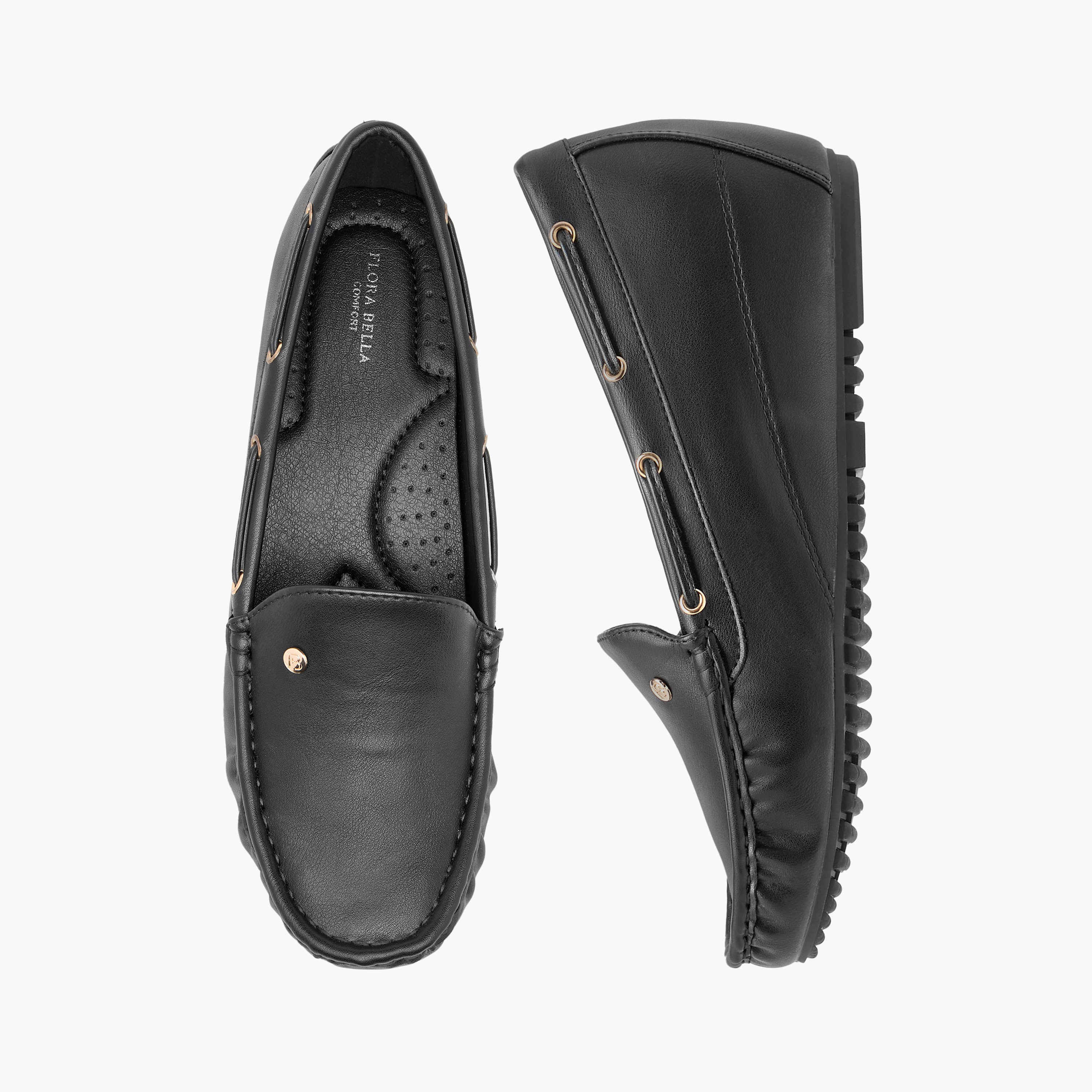 حذاء سهل الارتداء سادة بكعب سميك من فلورا بيلا-women-shoes-flats-loafers-image-1