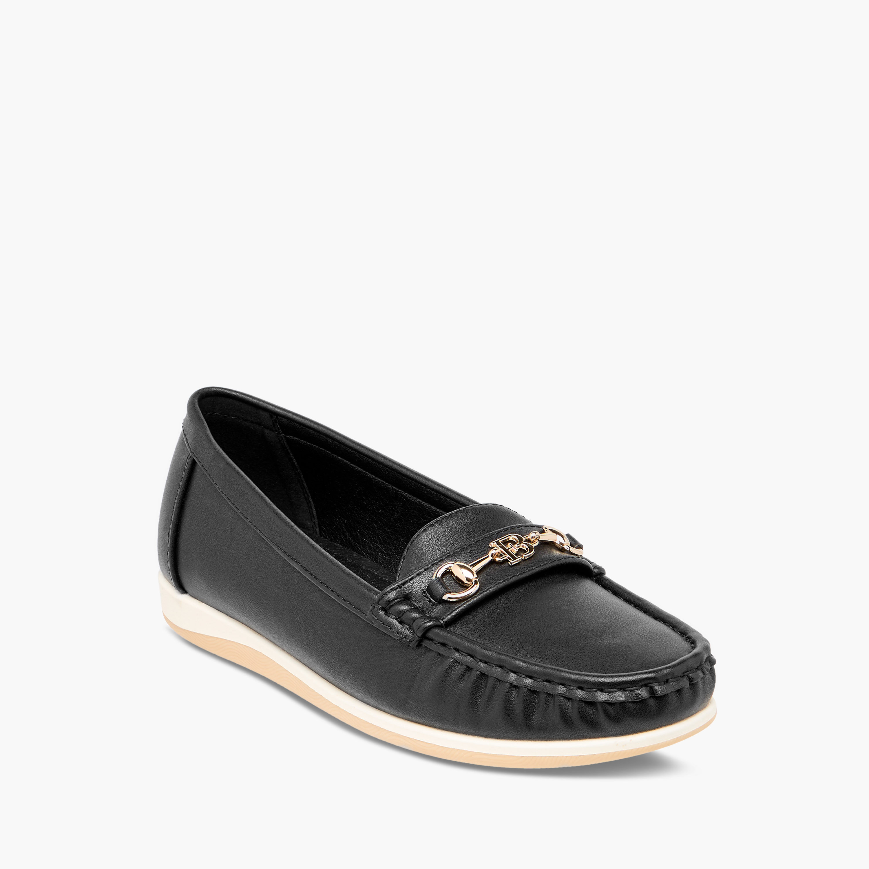 حذاء سادة سهل الارتداء بزينة إبزيم من فلورا بيلا-women-shoes-flats-loafers-image-2