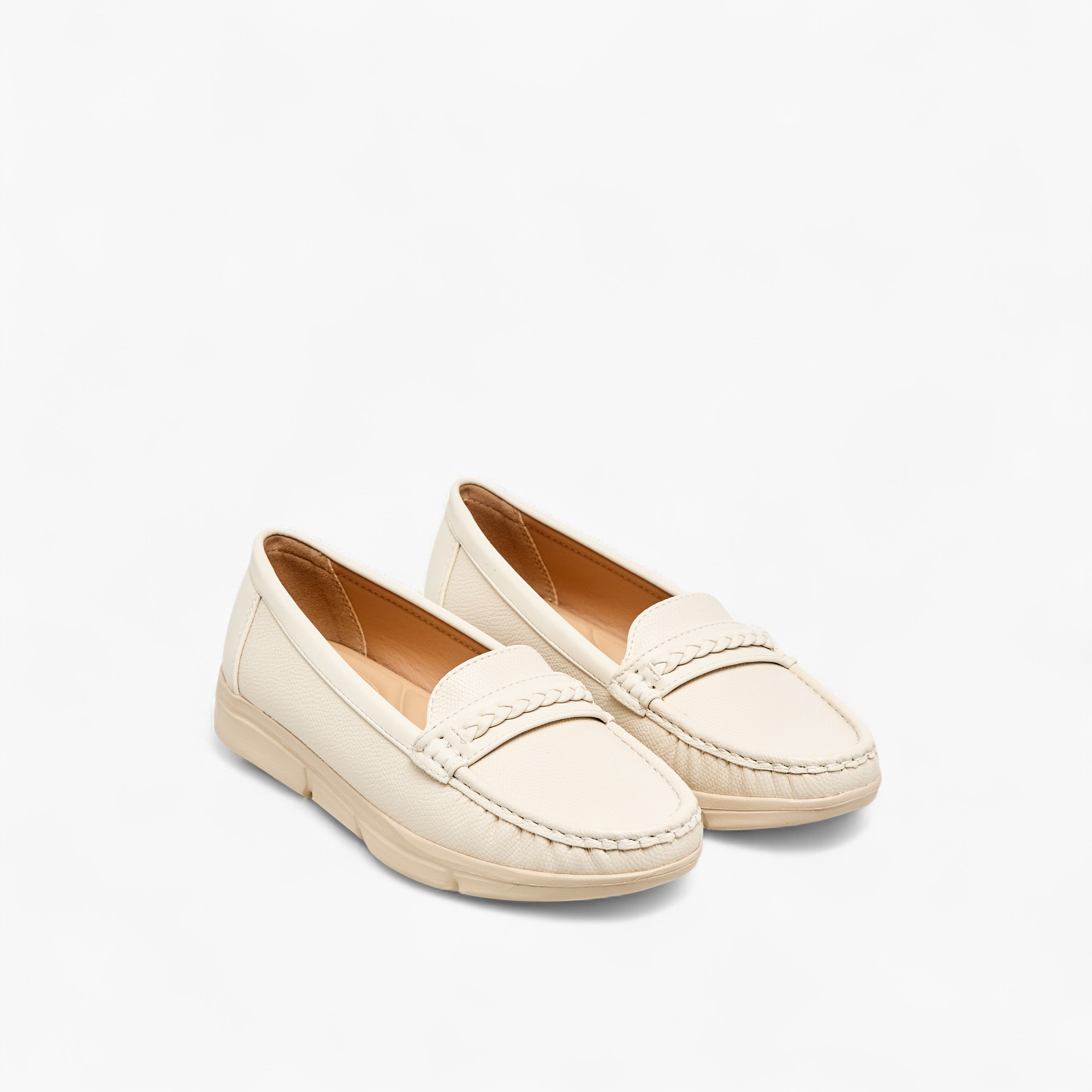 Flora Bella Textured Slip-On Loafers with Braid Detail-women-shoes-loafersandmoccasins-image-1