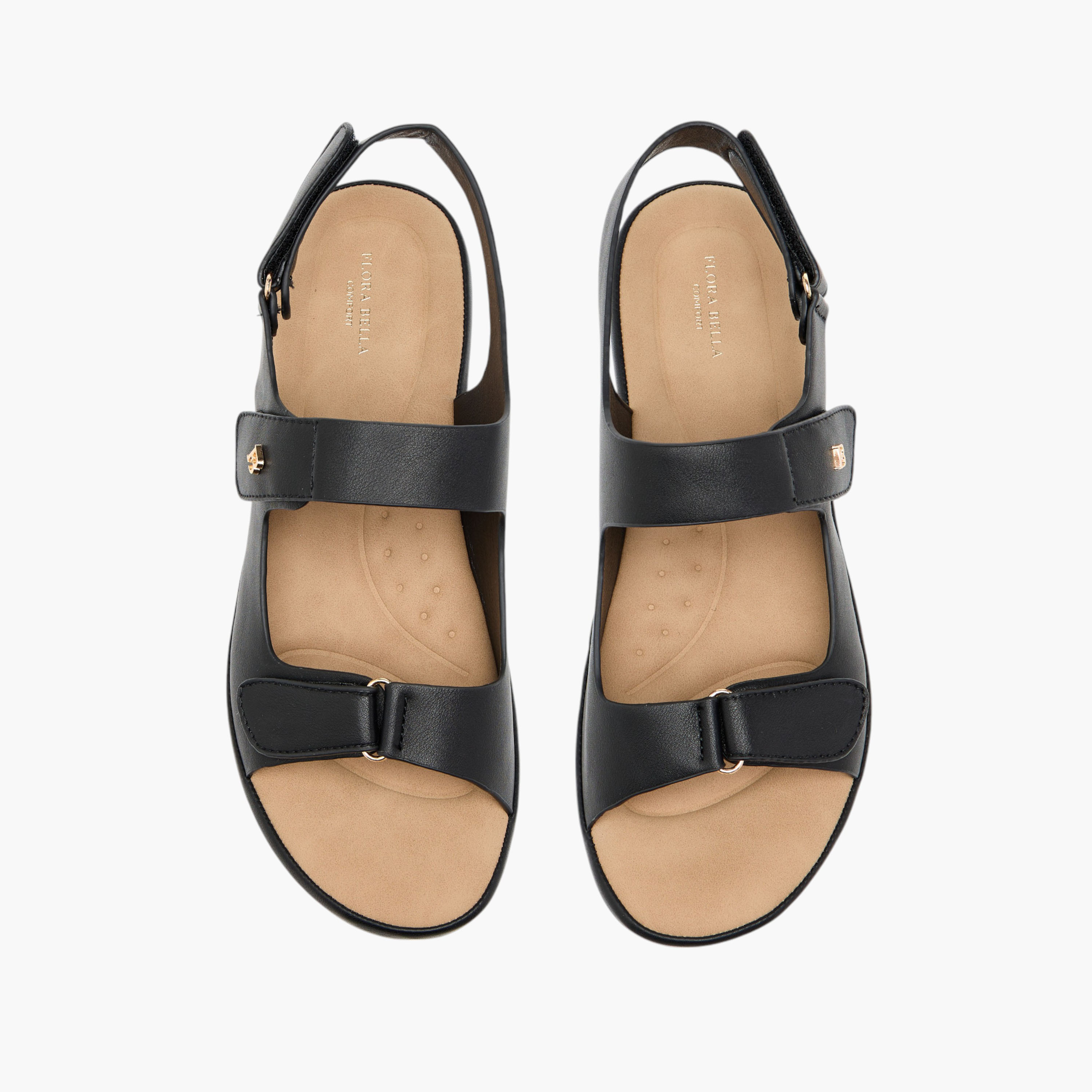 صندل مريح سادة بشريط إغلاق لاصق من فلورا بيلا-women-shoes-flats-sandals-image-1