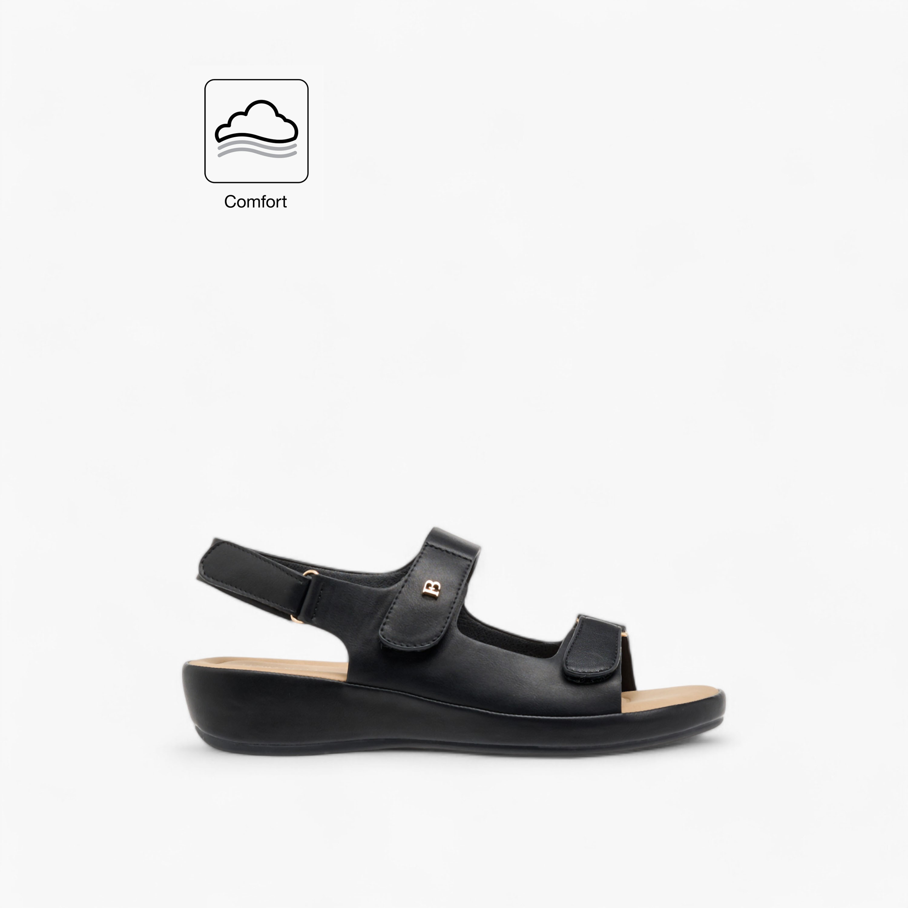 صندل مريح سادة بشريط إغلاق لاصق من فلورا بيلا-women-shoes-flats-sandals-image-2