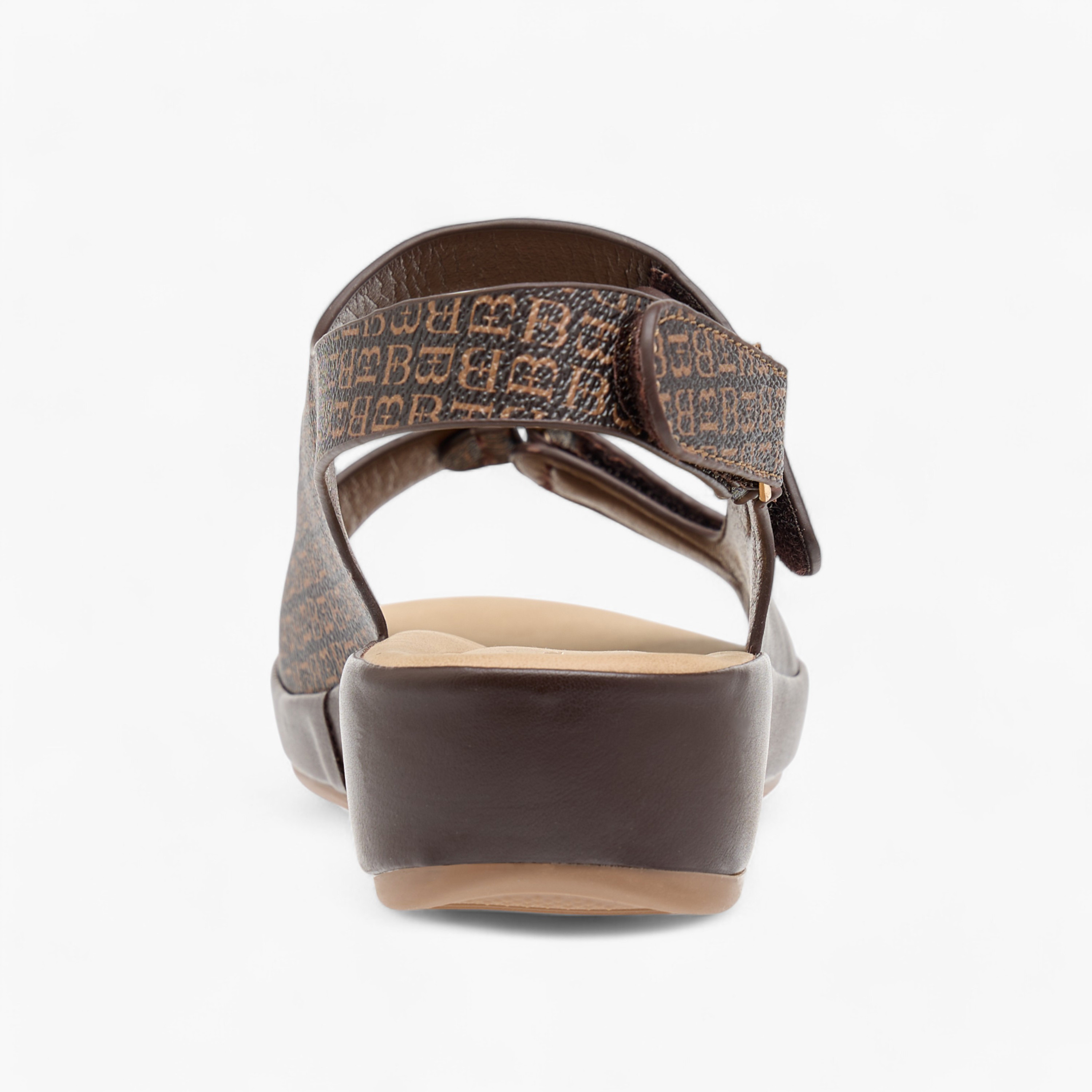 Flora Bella Monogram Print Sandals with Hook and Loop Closure-women-shoes-flats-sandals-image-4