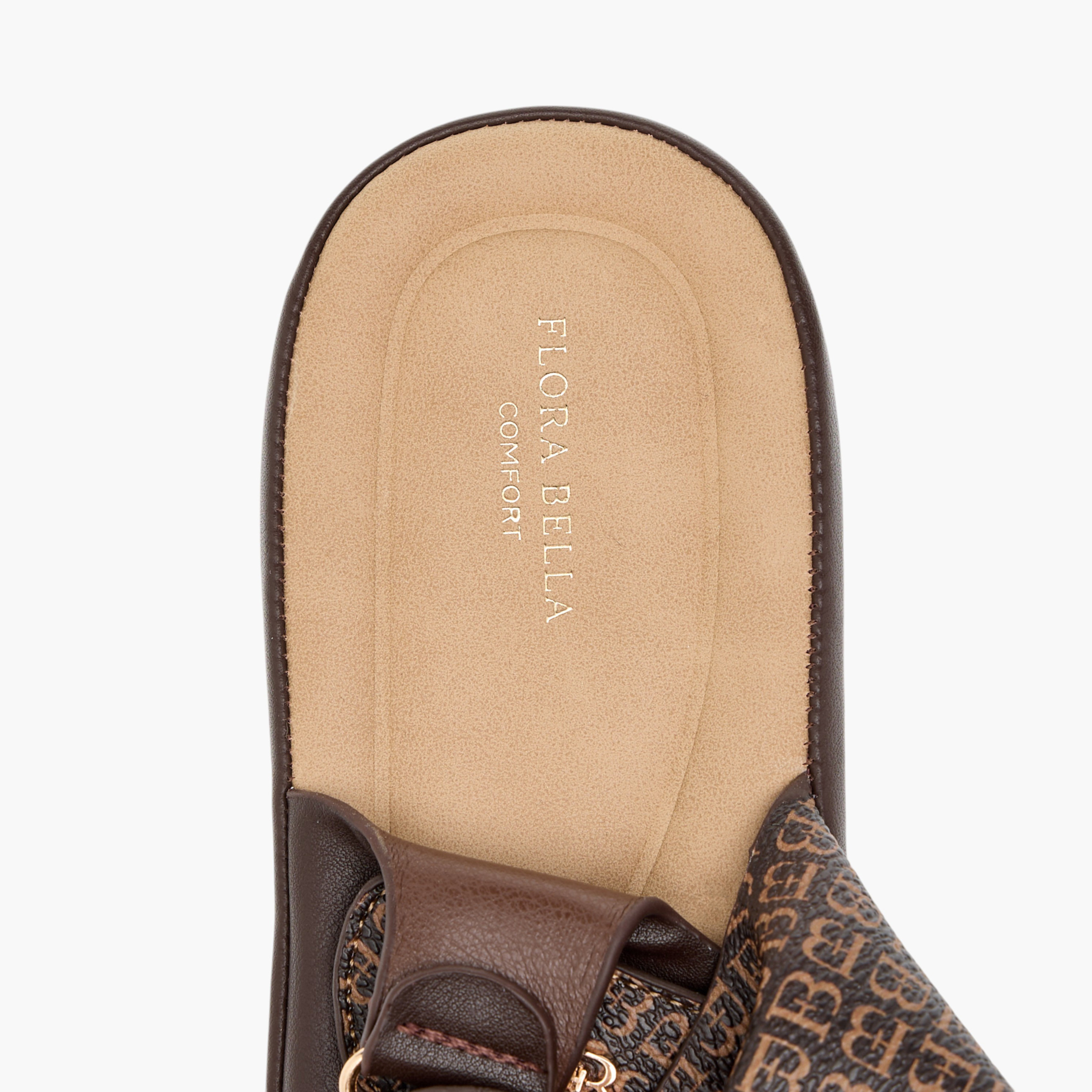 Flora Bella Monogram Print Sandals with Hook and Loop Closure-women-shoes-flats-sandals-image-5