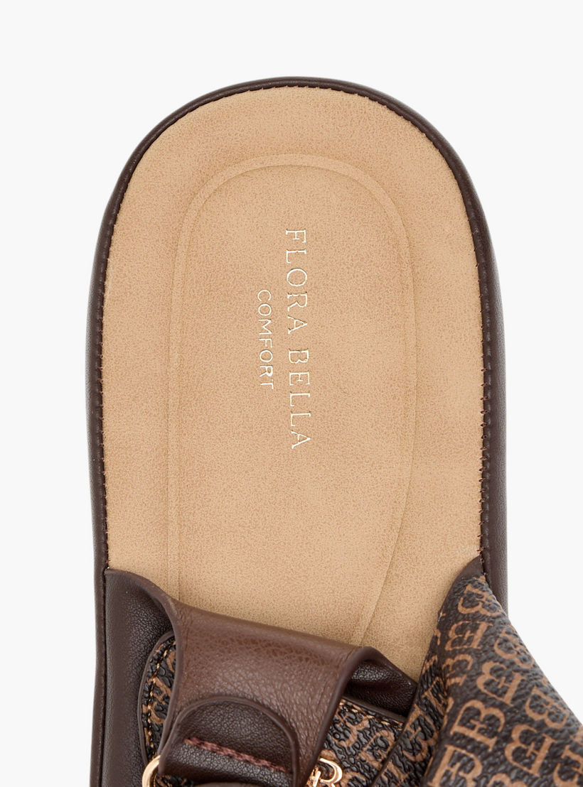 Flora Bella Monogram Print Sandals with Hook and Loop Closure-women-shoes-flats-sandals-image-5