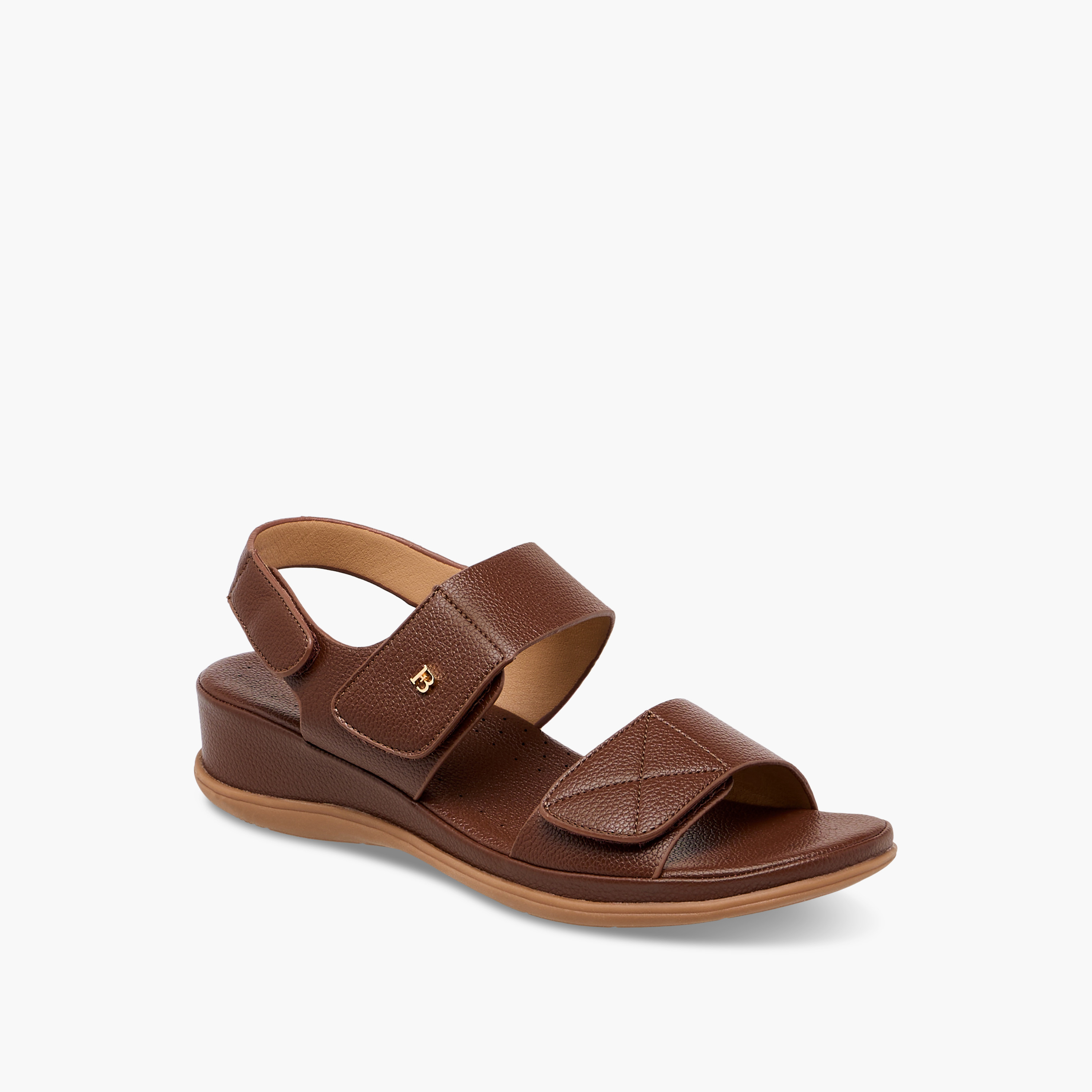 Flora Bella Textured Sandals with Hook and Loop Closure-women-shoes-sandals-heeled-image-2