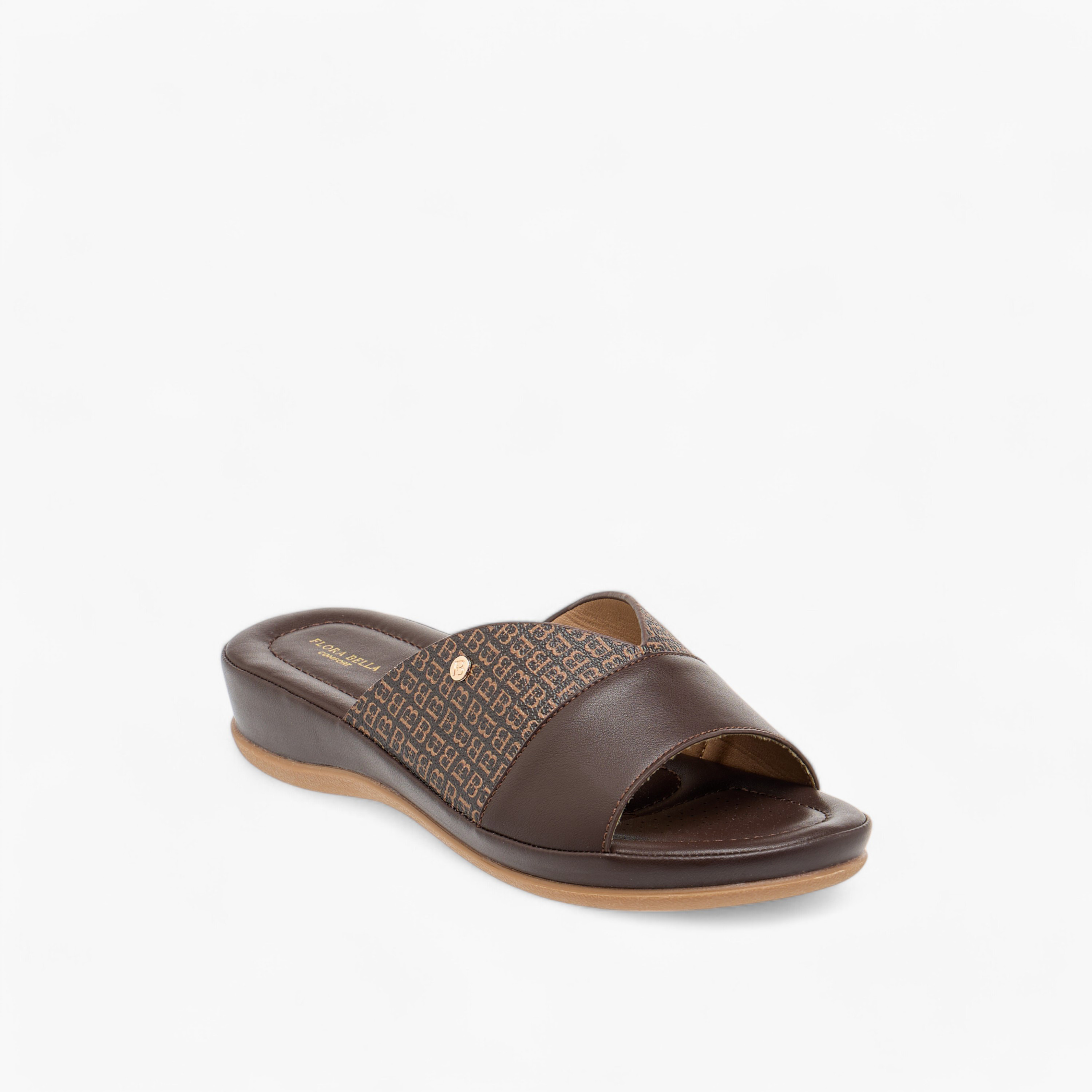 Flora Bella Monogram Print Open Toe Slip-On Sandals-women-shoes-flats-sandals-image-2