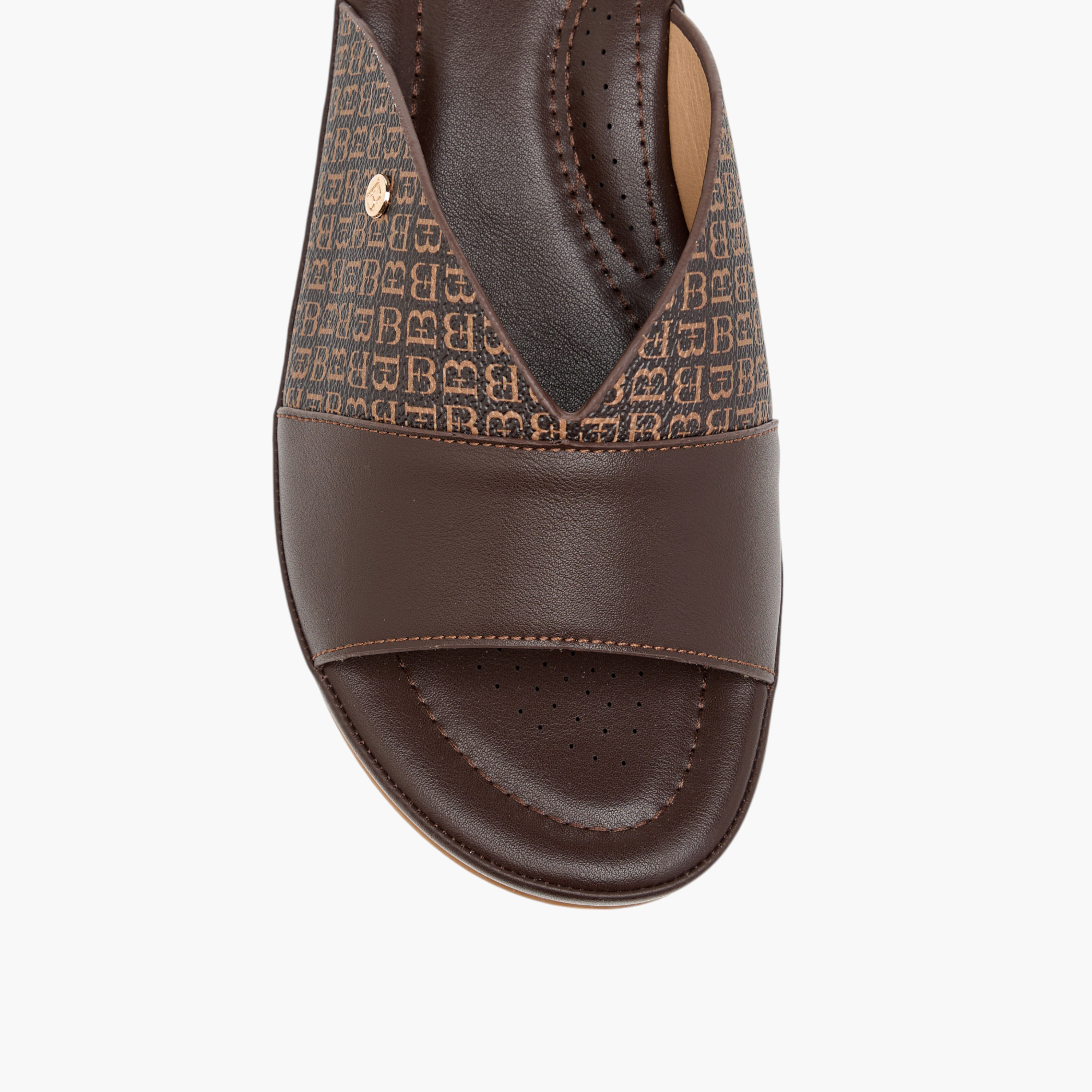 Flora Bella Monogram Print Open Toe Slip-On Sandals-women-shoes-flats-sandals-image-4
