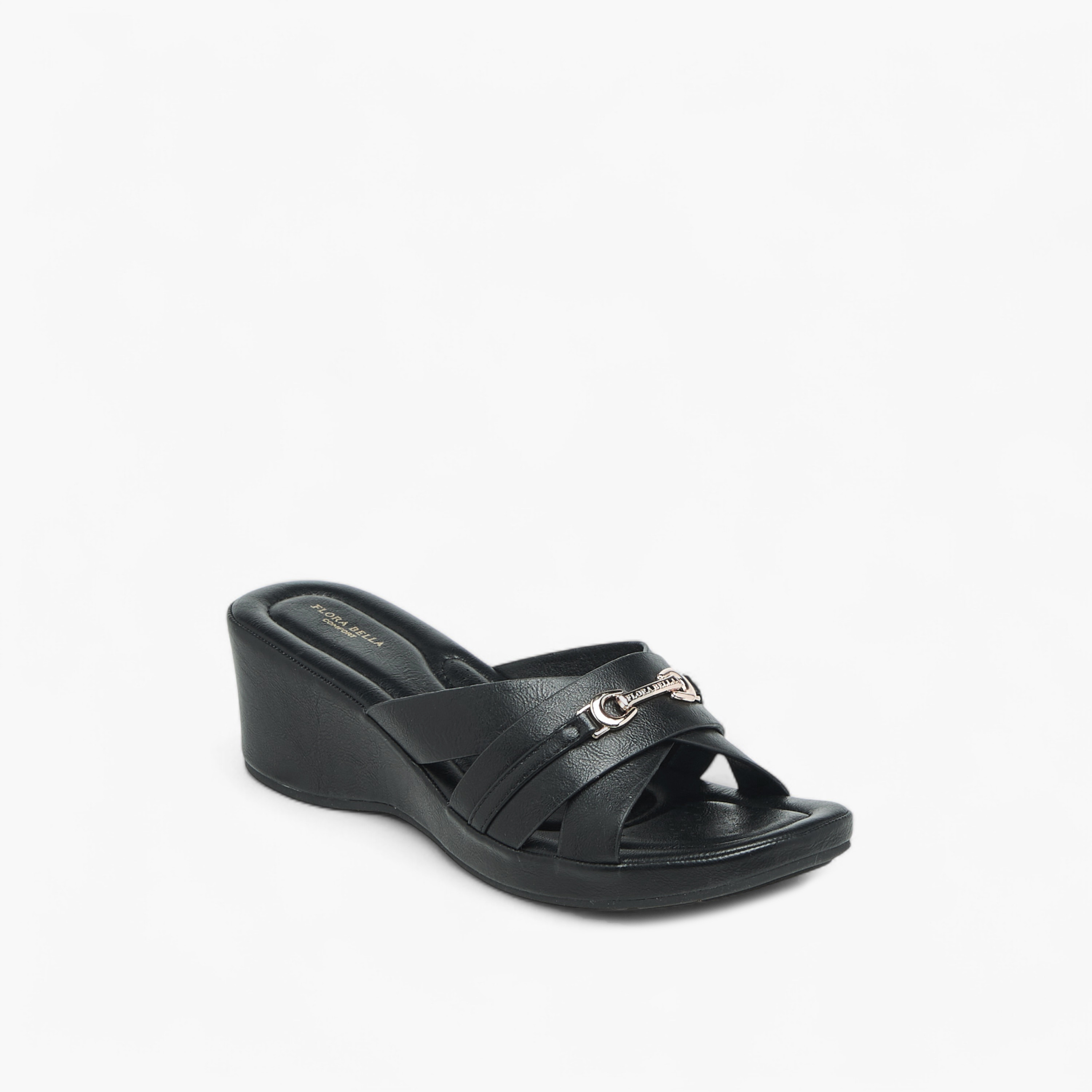 Flora Bella Metal Accent Slip-On Sandals with Wedge Heels-women-shoes-sandals-heeled-image-2