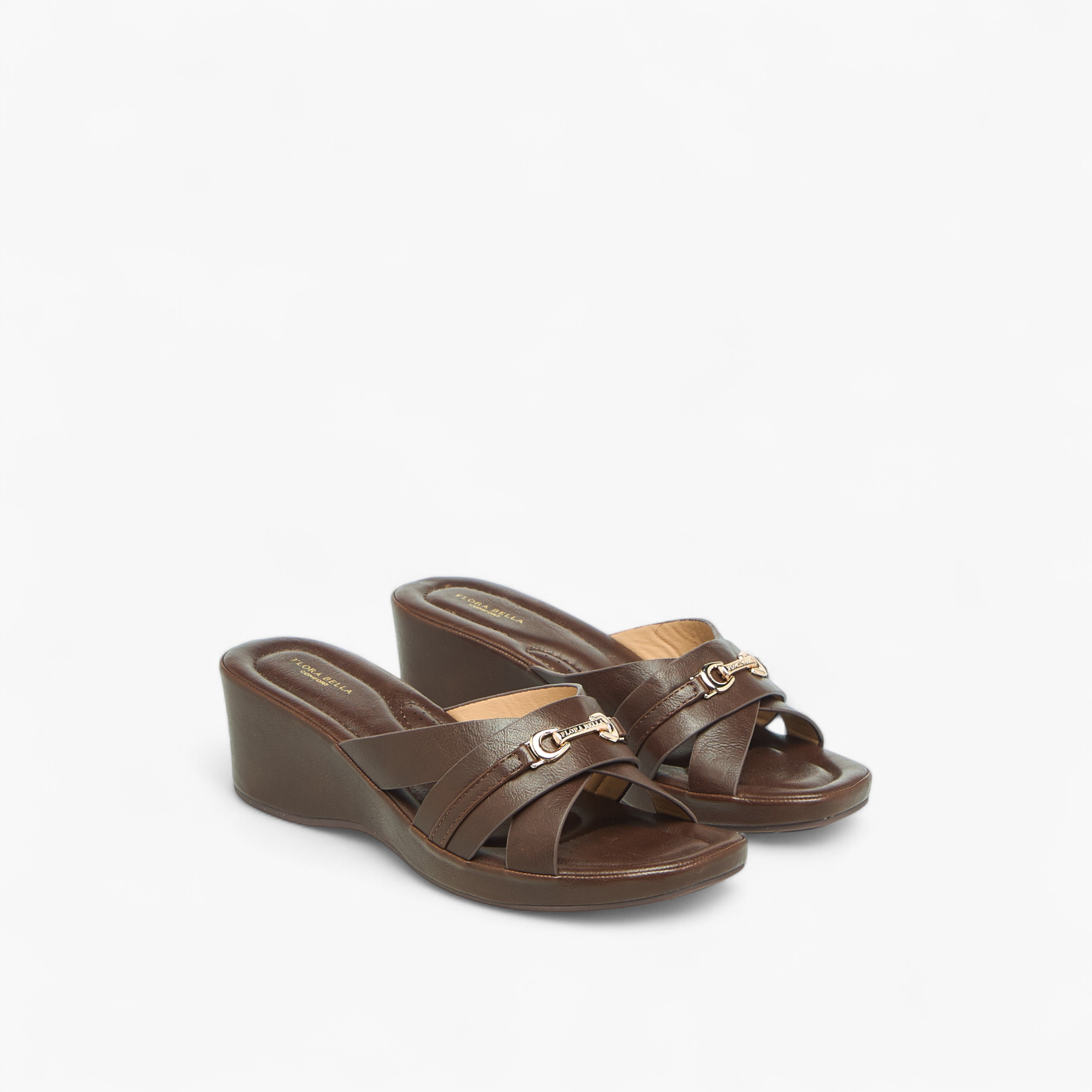 Flora Bella Metal Accent Slip-On Sandals with Wedge Heels-women-shoes-sandals-heeled-image-1