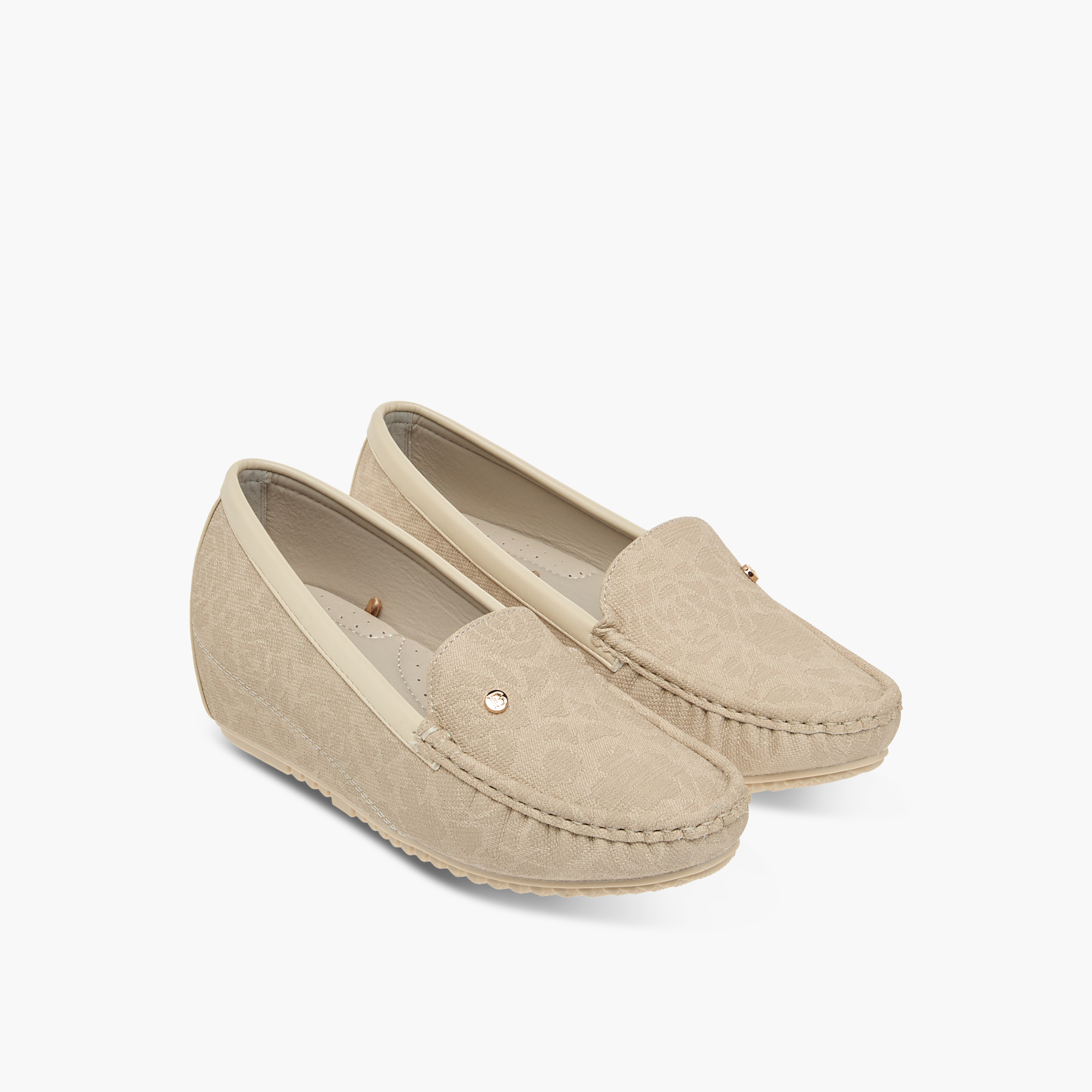 Flora Bella Floral Textured Slip-On Comfort Loafers with Wedge Heels-women-shoes-heels-image-1