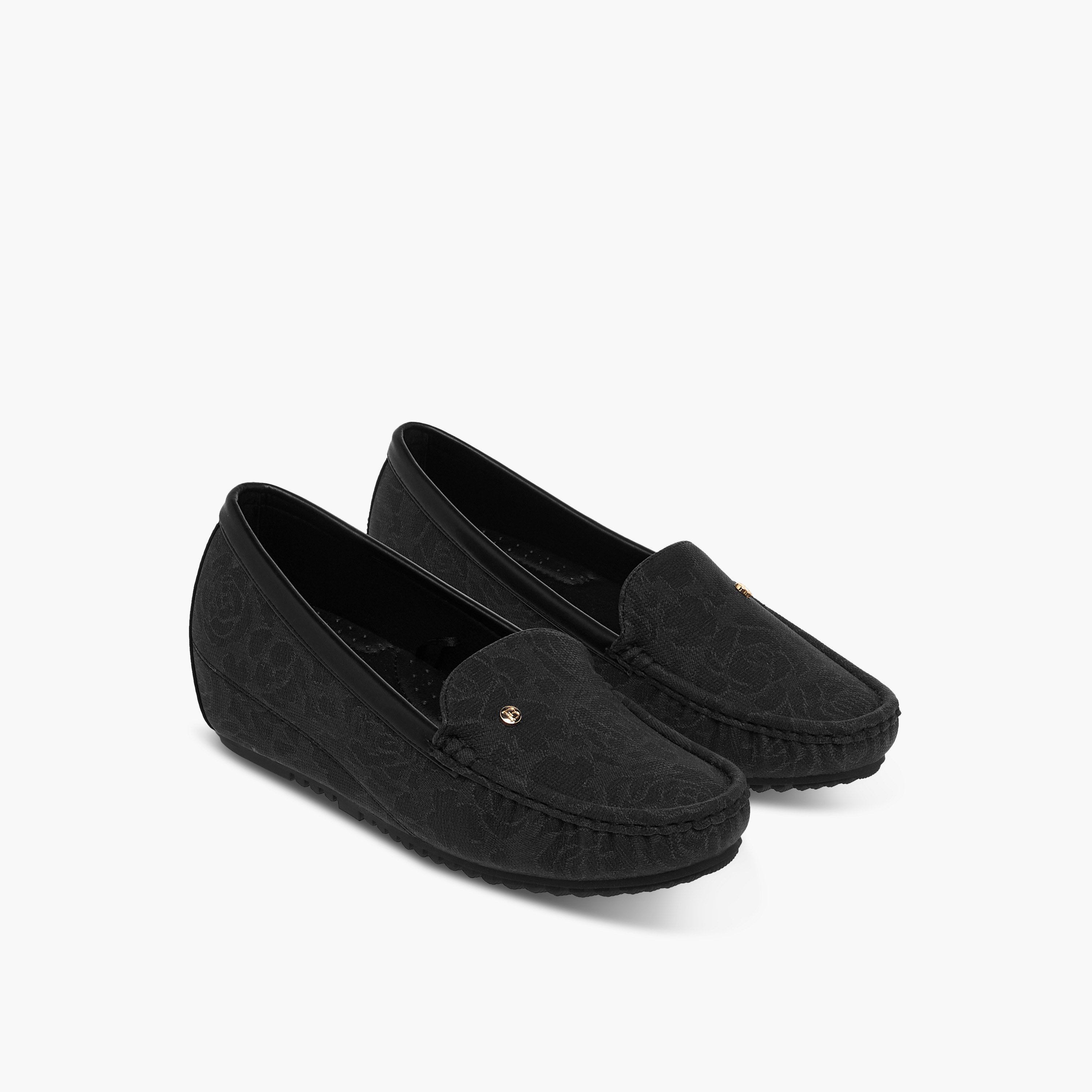 Flora Bella Floral Textured Slip-On Comfort Loafers with Wedge Heels-women-shoes-heels-image-1