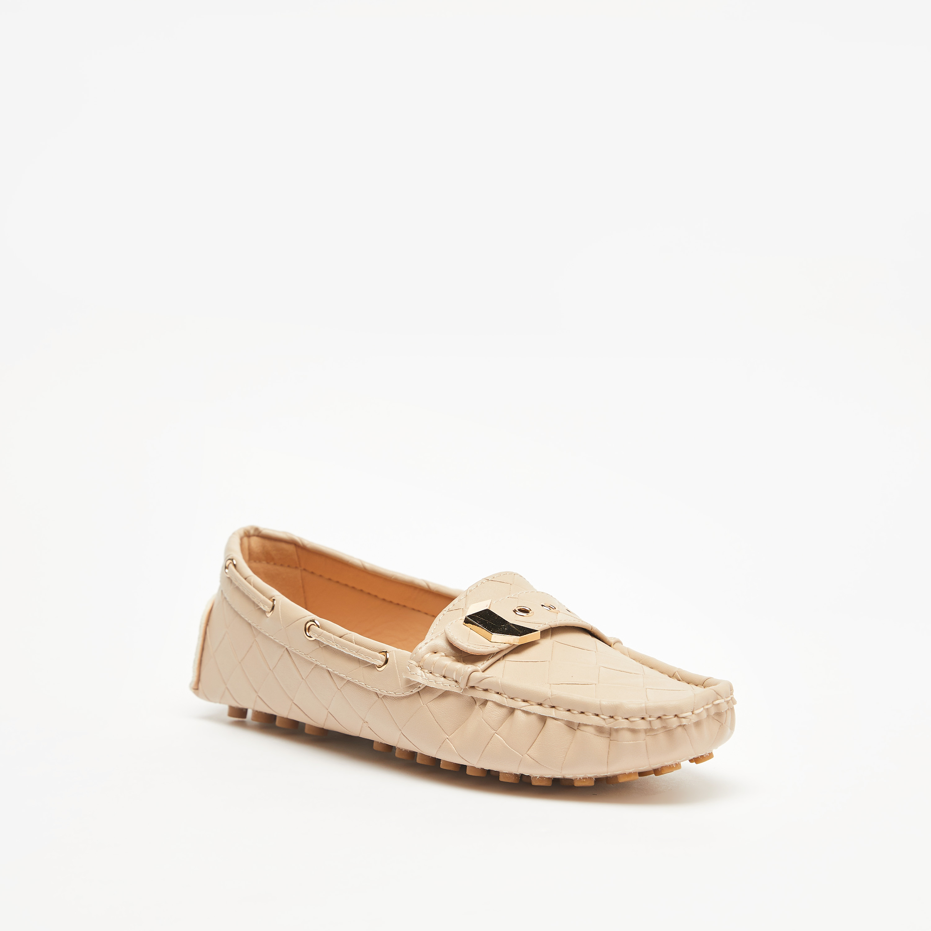 حذاء موكاسين مبطن سهل الارتداء بزينة معدنية من فلورا بيلا-women-shoes-flats-loafers-image-1