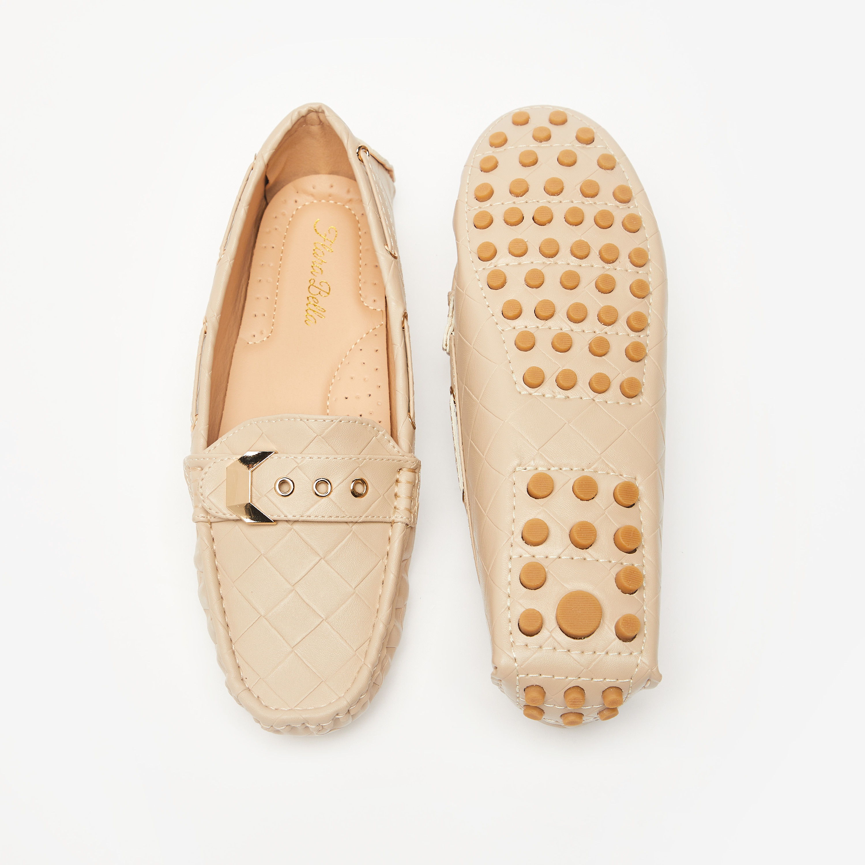 حذاء موكاسين مبطن سهل الارتداء بزينة معدنية من فلورا بيلا-women-shoes-flats-loafers-image-4