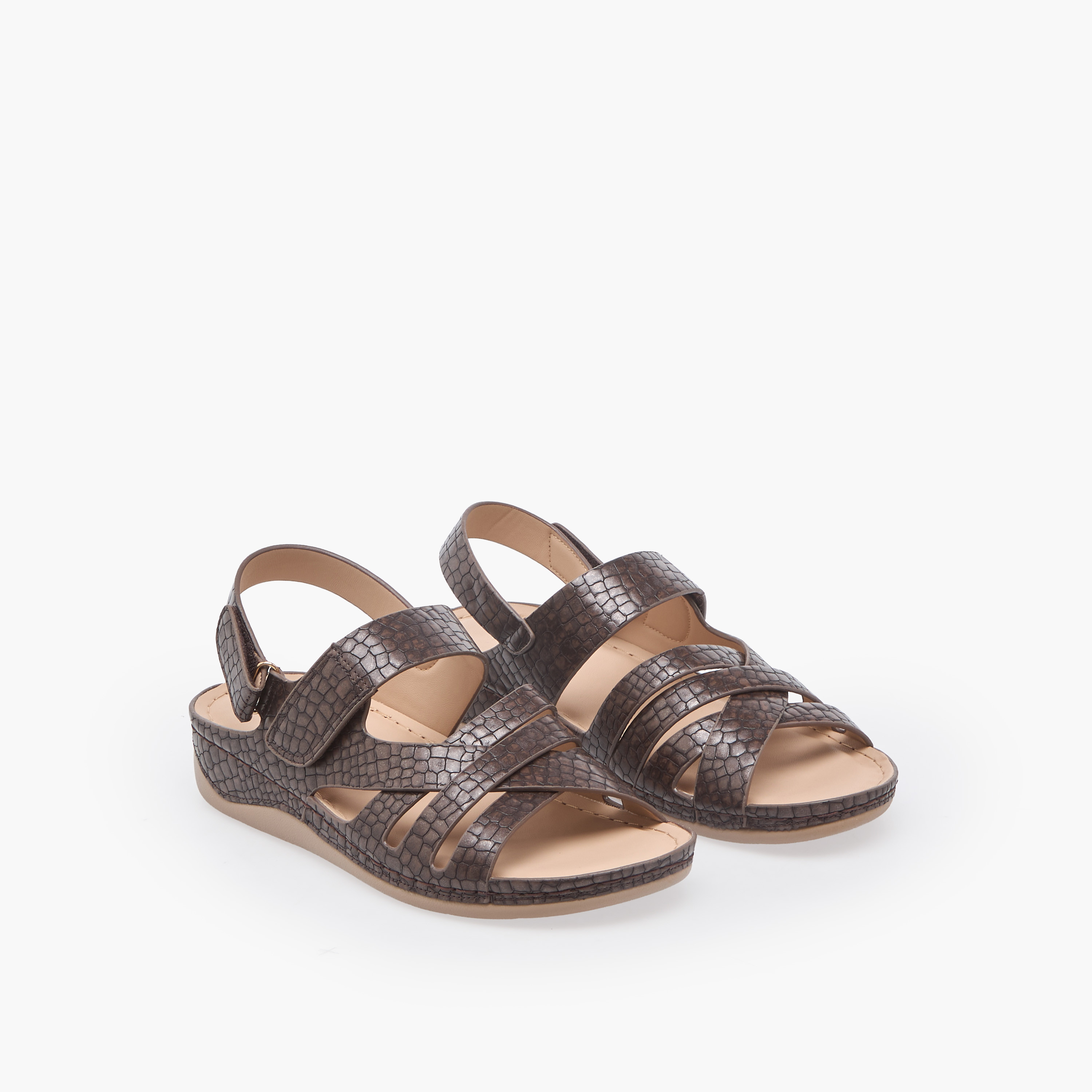 Flora Bella Women Textured Hook & Loop Sandals-women-shoes-sandals-heeled-image-1