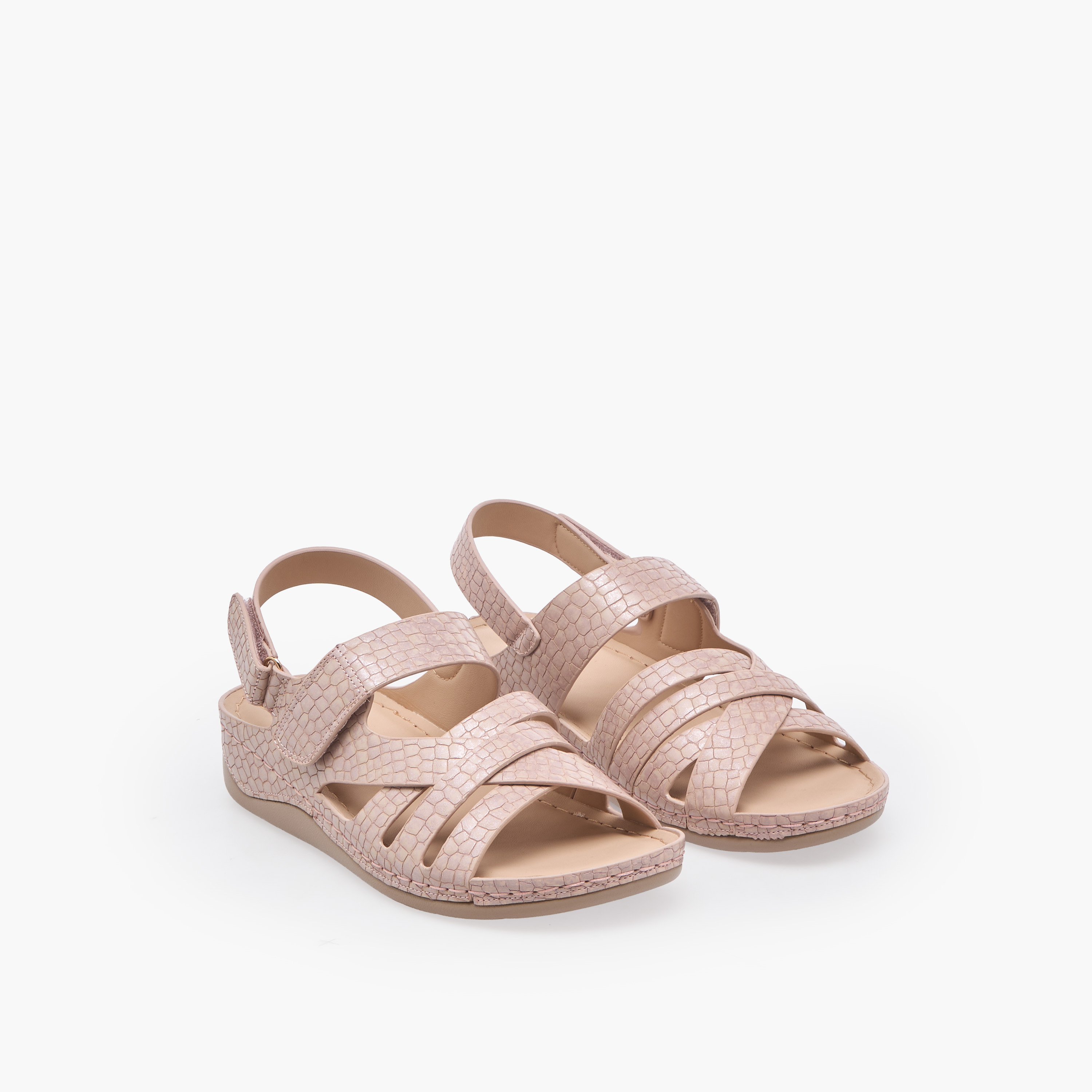Flora Bella Women Textured Hook & Loop Sandals-women-shoes-sandals-heeled-image-1