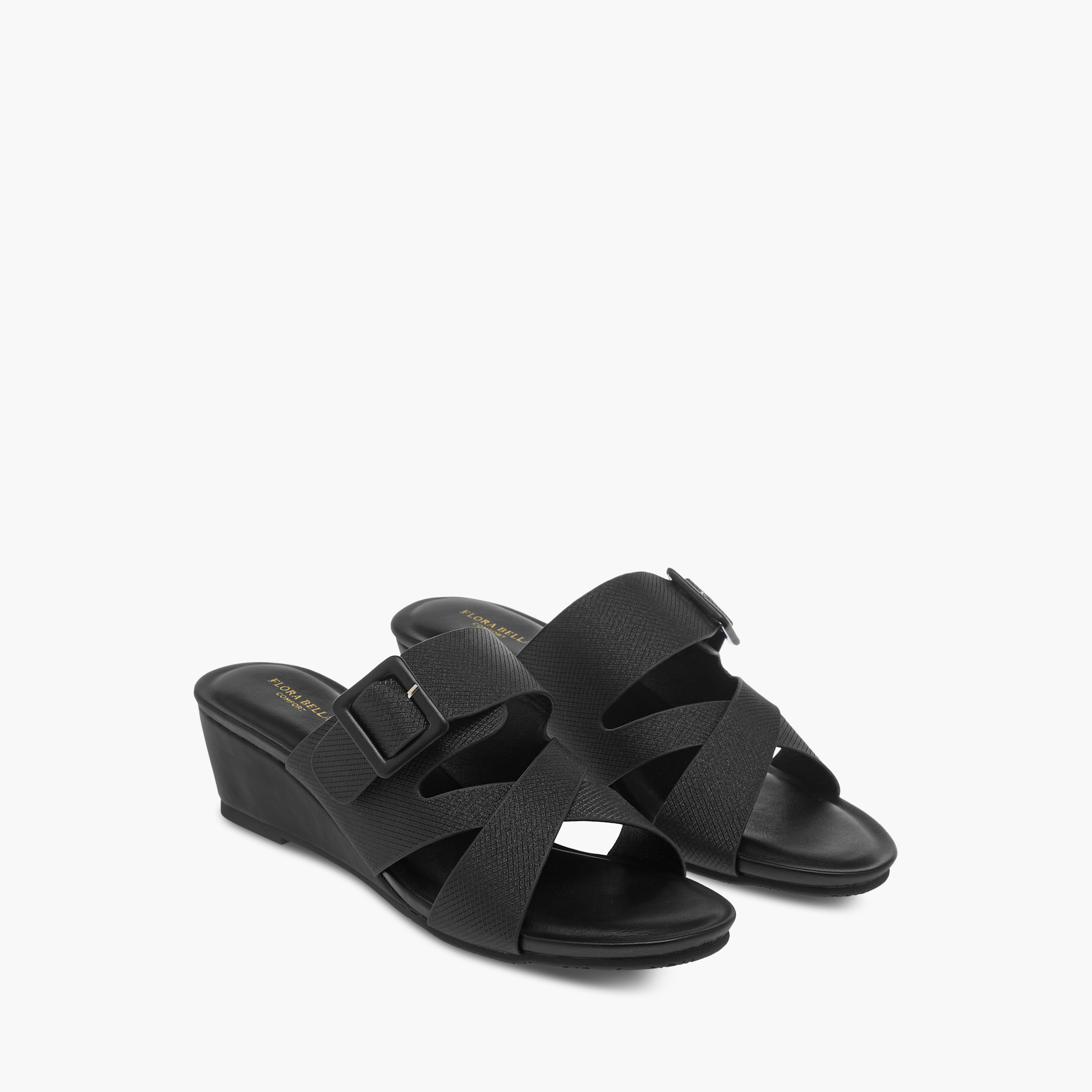 Flora Bella Textured Slip-On Comfort Sandals with Wedge Heels-women-shoes-sandals-heeled-image-6