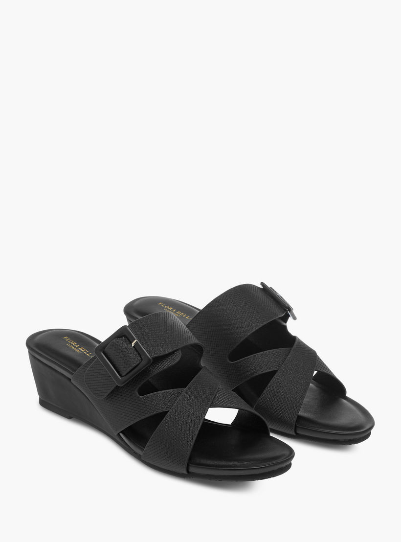 Flora Bella Textured Slip-On Comfort Sandals with Wedge Heels-women-shoes-sandals-heeled-image-1