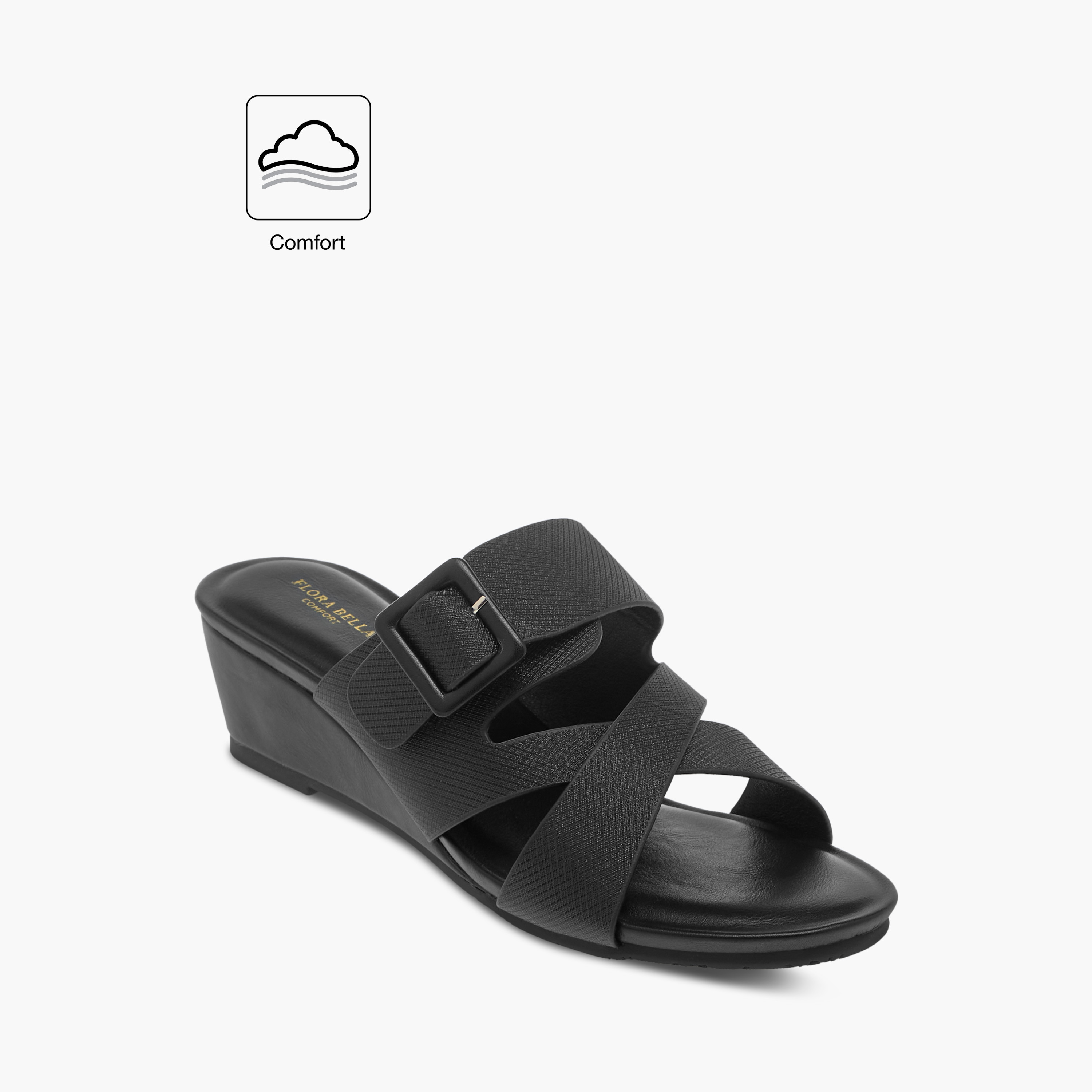 Flora Bella Textured Slip-On Comfort Sandals with Wedge Heels-women-shoes-sandals-heeled-image-7