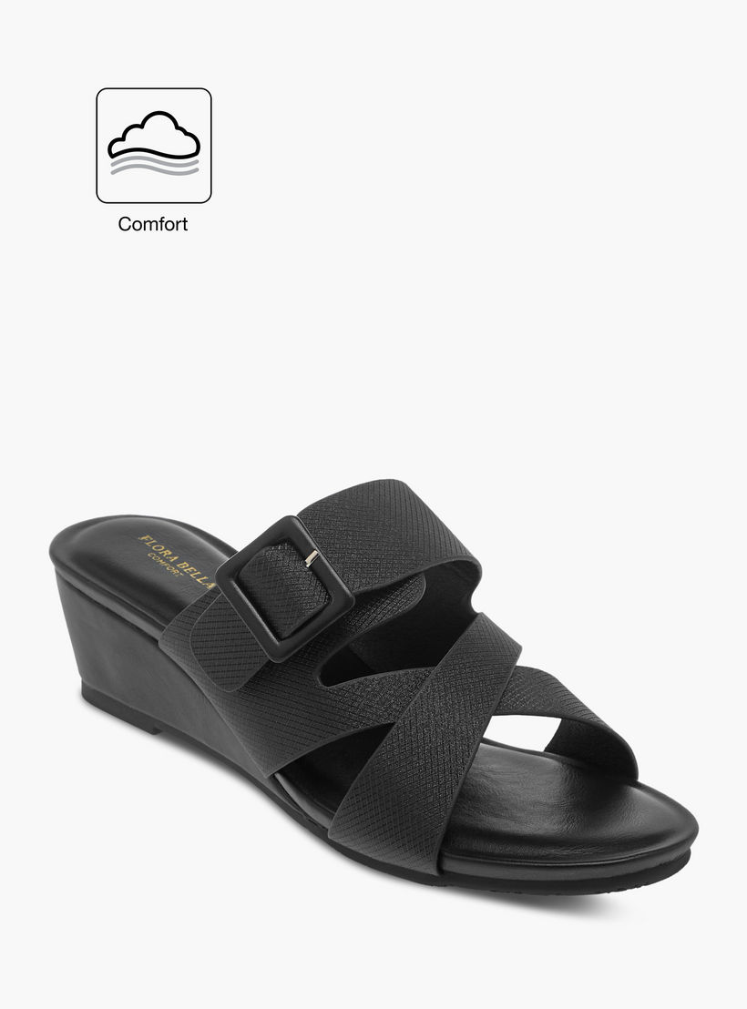 Flora Bella Textured Slip-On Comfort Sandals with Wedge Heels-women-shoes-sandals-heeled-image-2