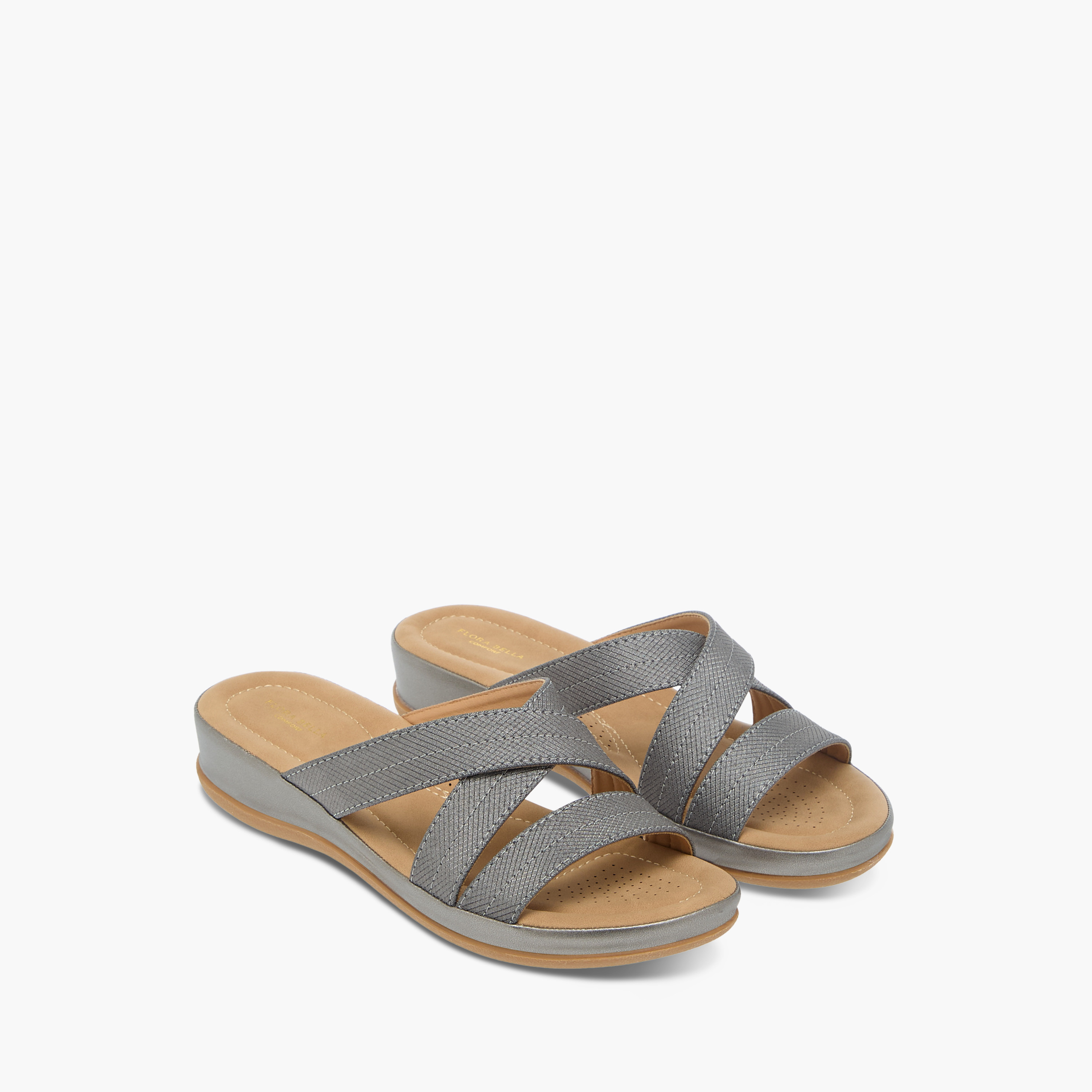 Flora Bella Textured Slip-On Strappy Comfort Sandals-women-shoes-sandals-heeled-image-1