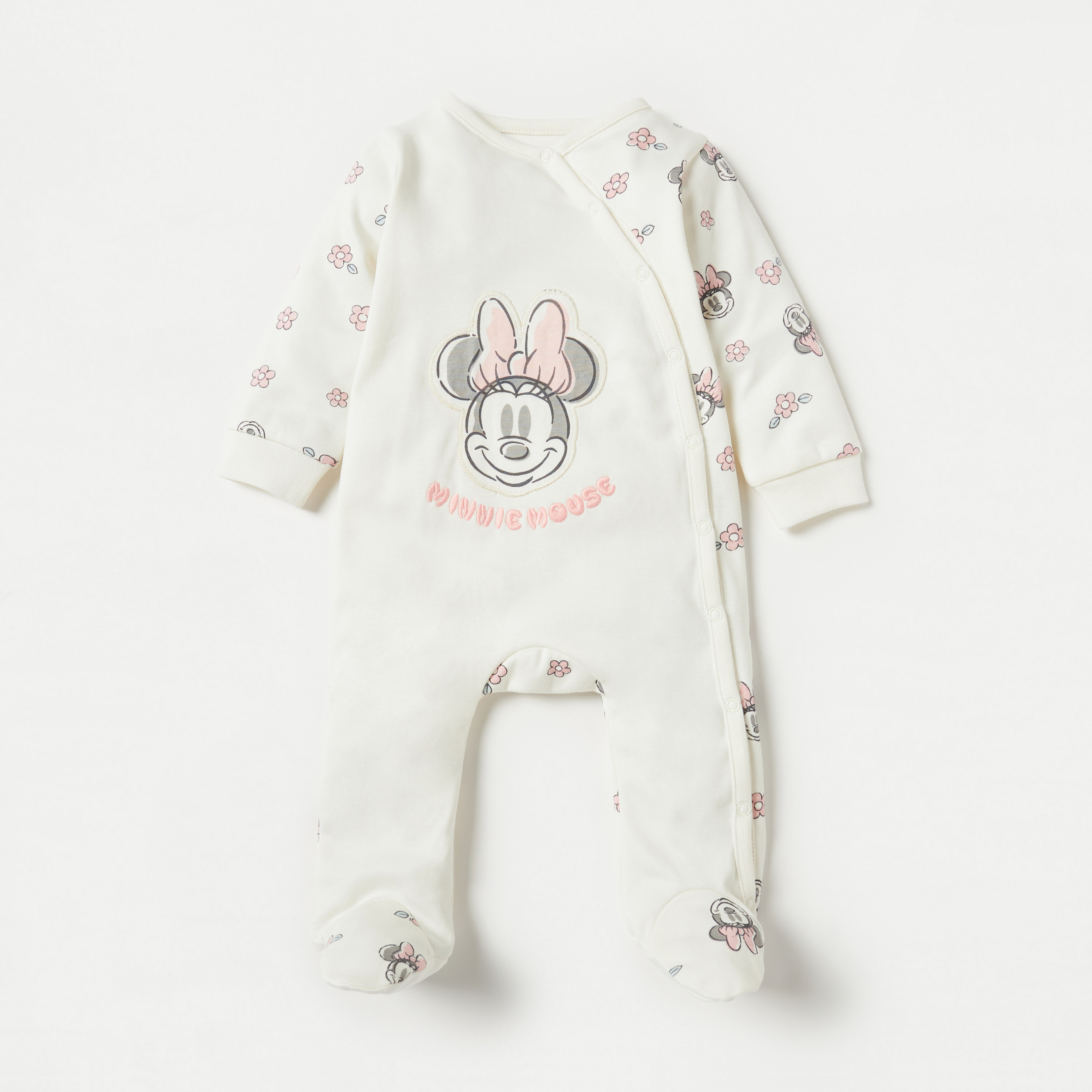 Disney Minnie Mouse Applique Closed Feet Sleepsuit with Long Sleeves-baby-girls-clothing-nightwear-sleepsuits-image-1