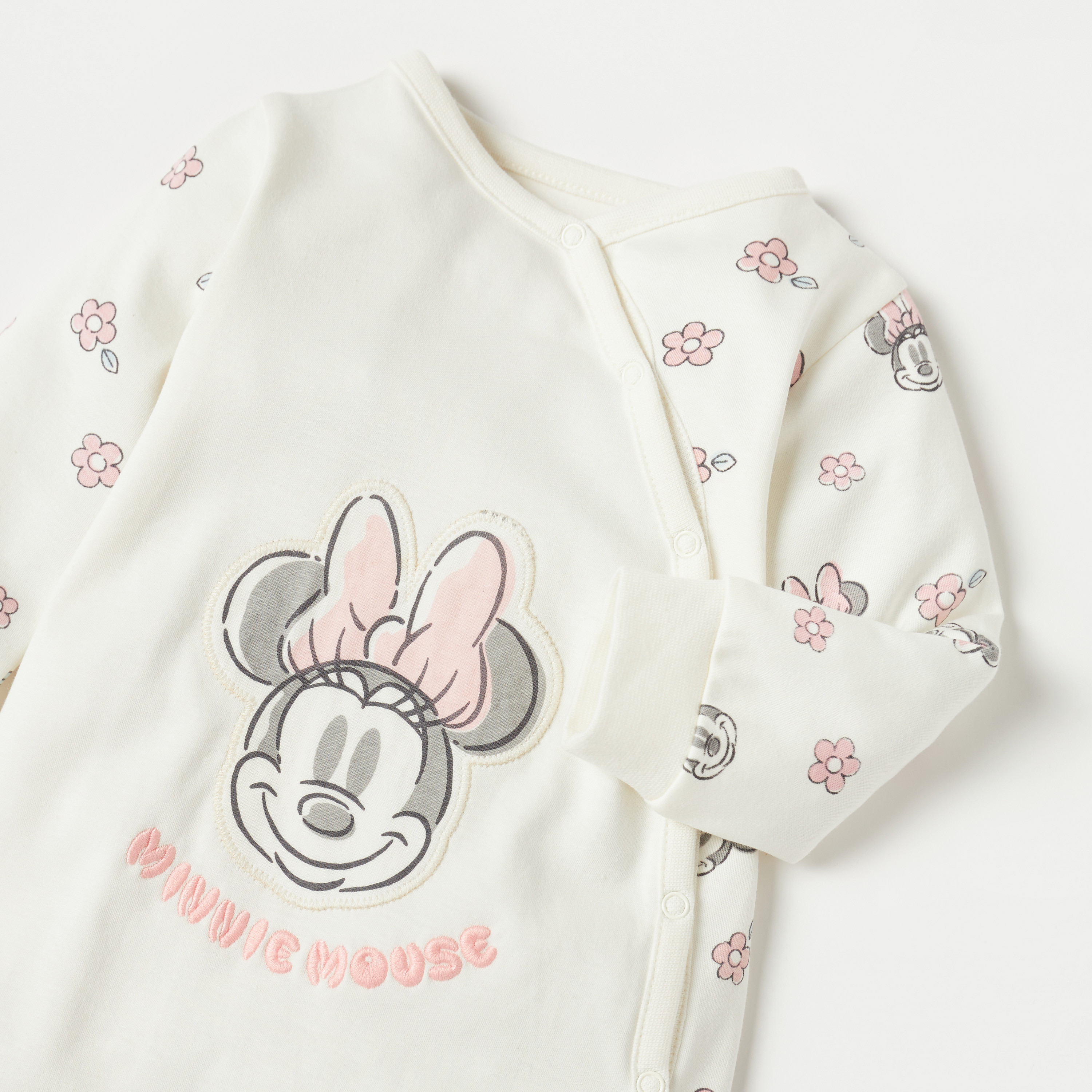 Disney Minnie Mouse Applique Closed Feet Sleepsuit with Long Sleeves-baby-girls-clothing-nightwear-sleepsuits-image-2