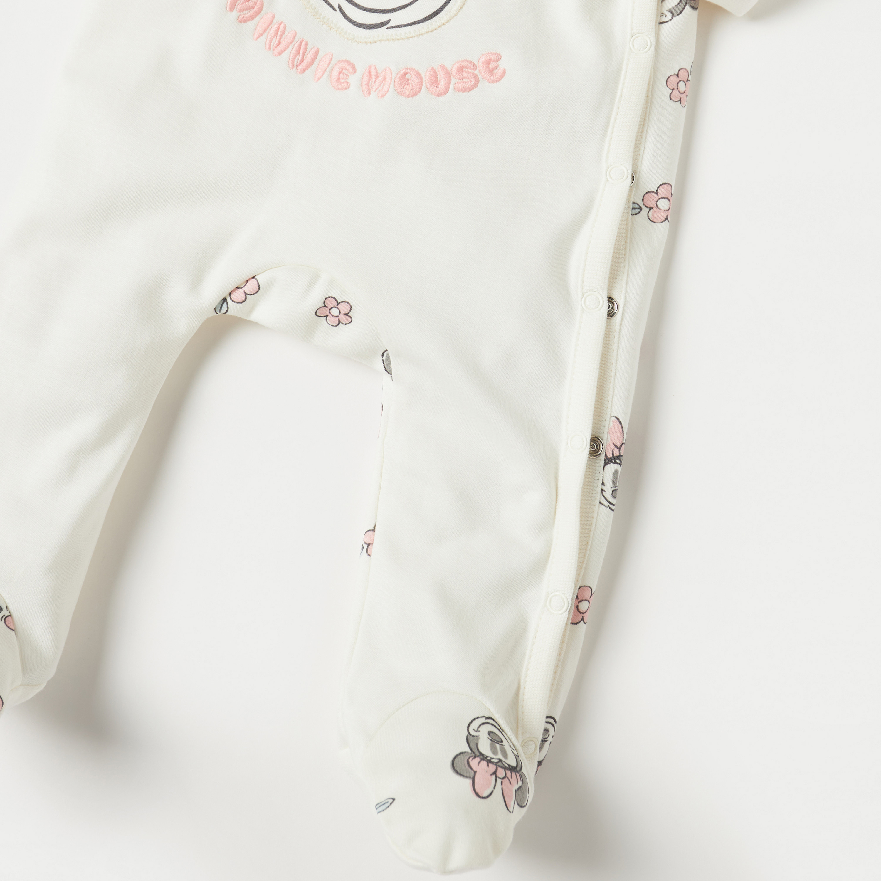 Disney Minnie Mouse Applique Closed Feet Sleepsuit with Long Sleeves-baby-girls-clothing-nightwear-sleepsuits-image-4