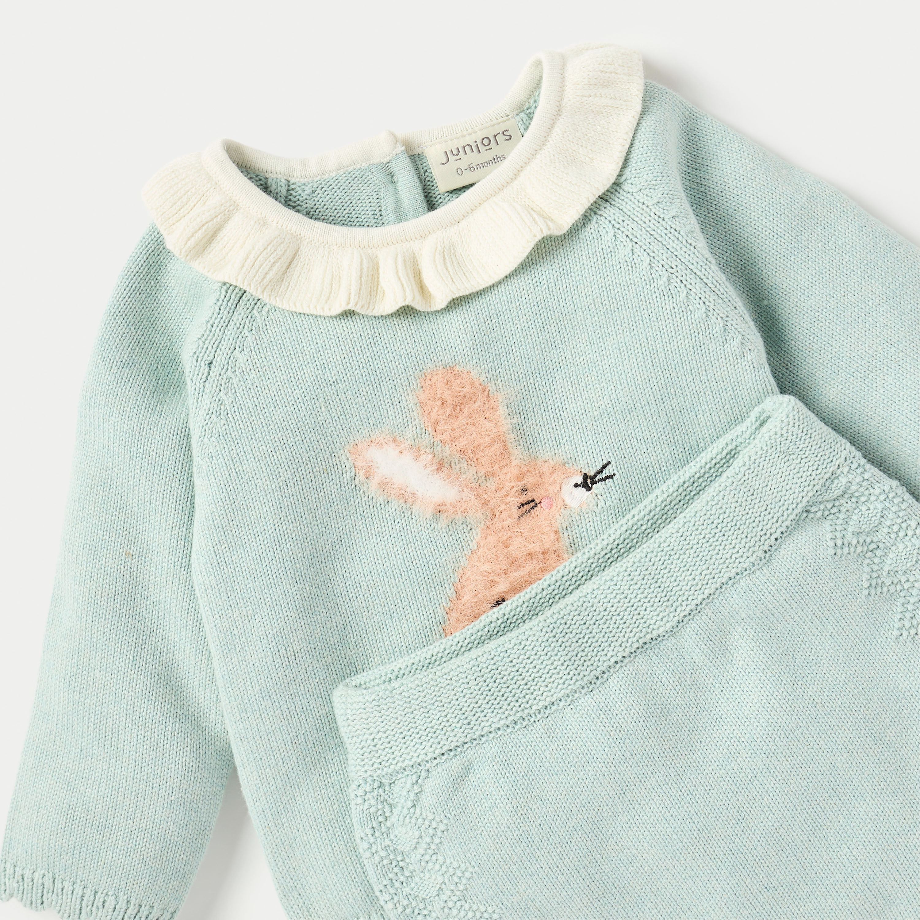 Juniors Bunny Textured Long Sleeves Sweater and Elasticated Pyjama Set-baby-girls-clothing-nightwear-pyjamasets-image-5
